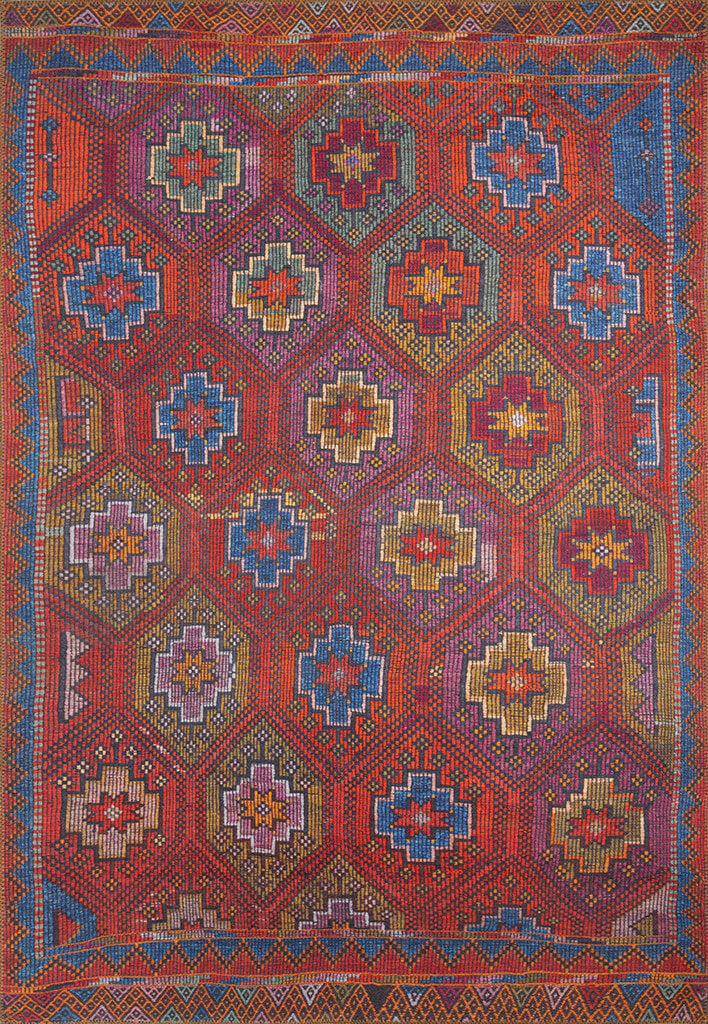 Red Ethnic Area Rug – Washable Non Slip Cotton Rug With Heavy Thick Backing
