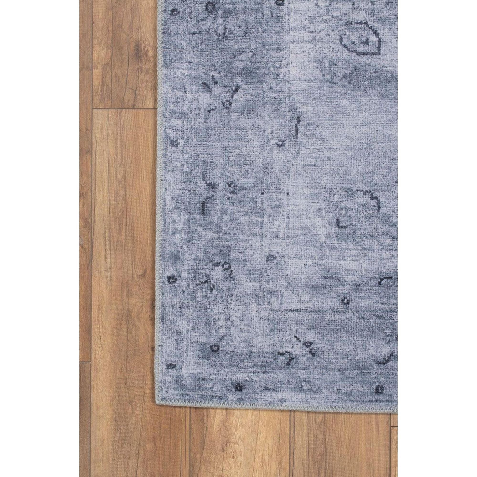 Vintage Cotton Area Rug – Washable Non Slip Soft Microfiber Grey Carpet