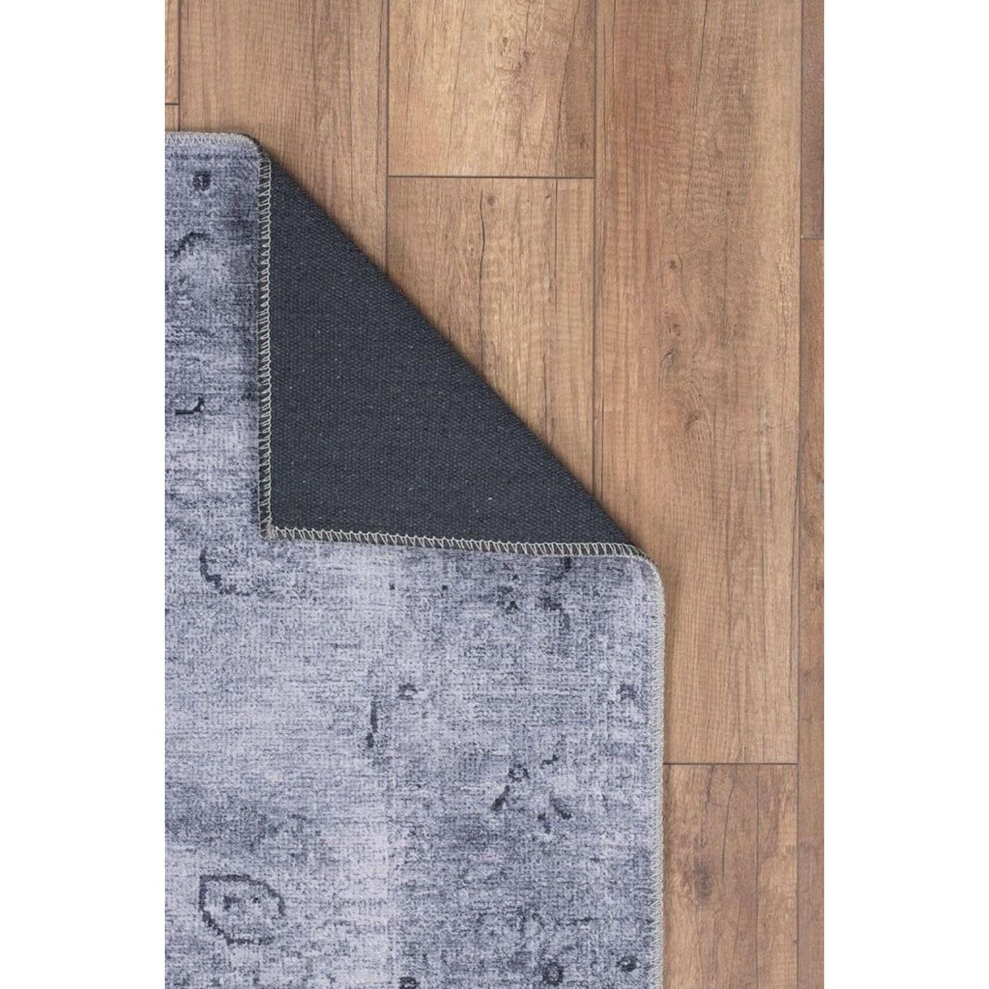 Vintage Cotton Area Rug – Washable Non Slip Soft Microfiber Grey Carpet