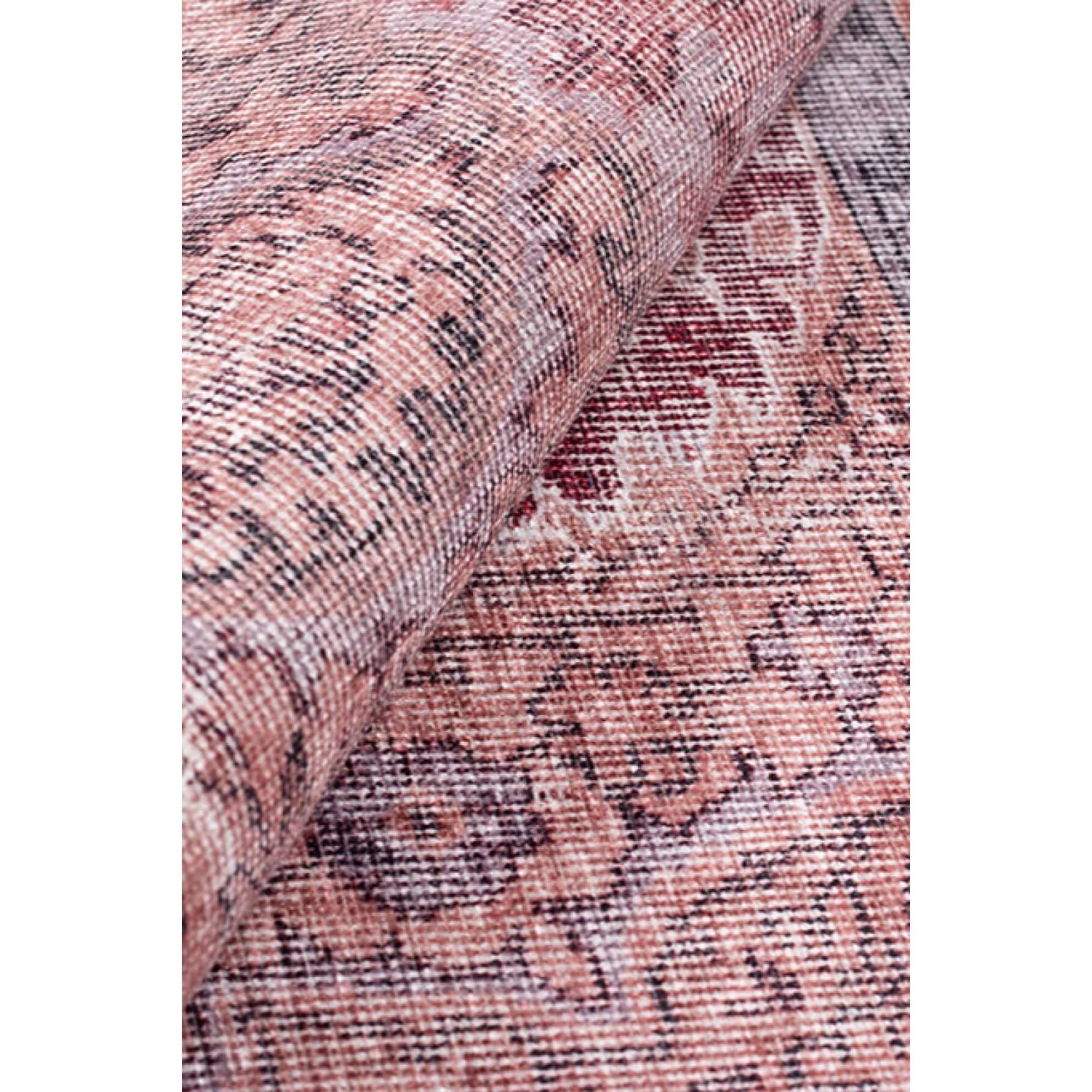 Pink Medallion Area Rug - Washable Non Slip Cotton Microfiber Carpet for Living Room