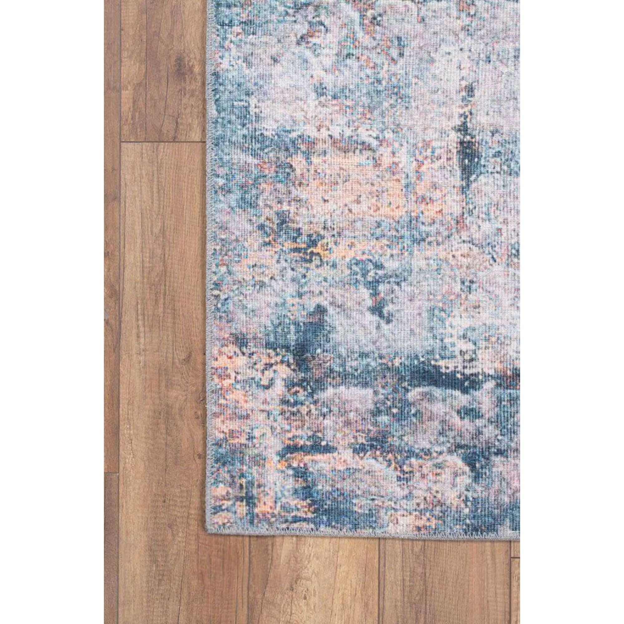 Vintage Cotton Area Rug – Washable Non Slip Green Microfiber Carpet for Living Room