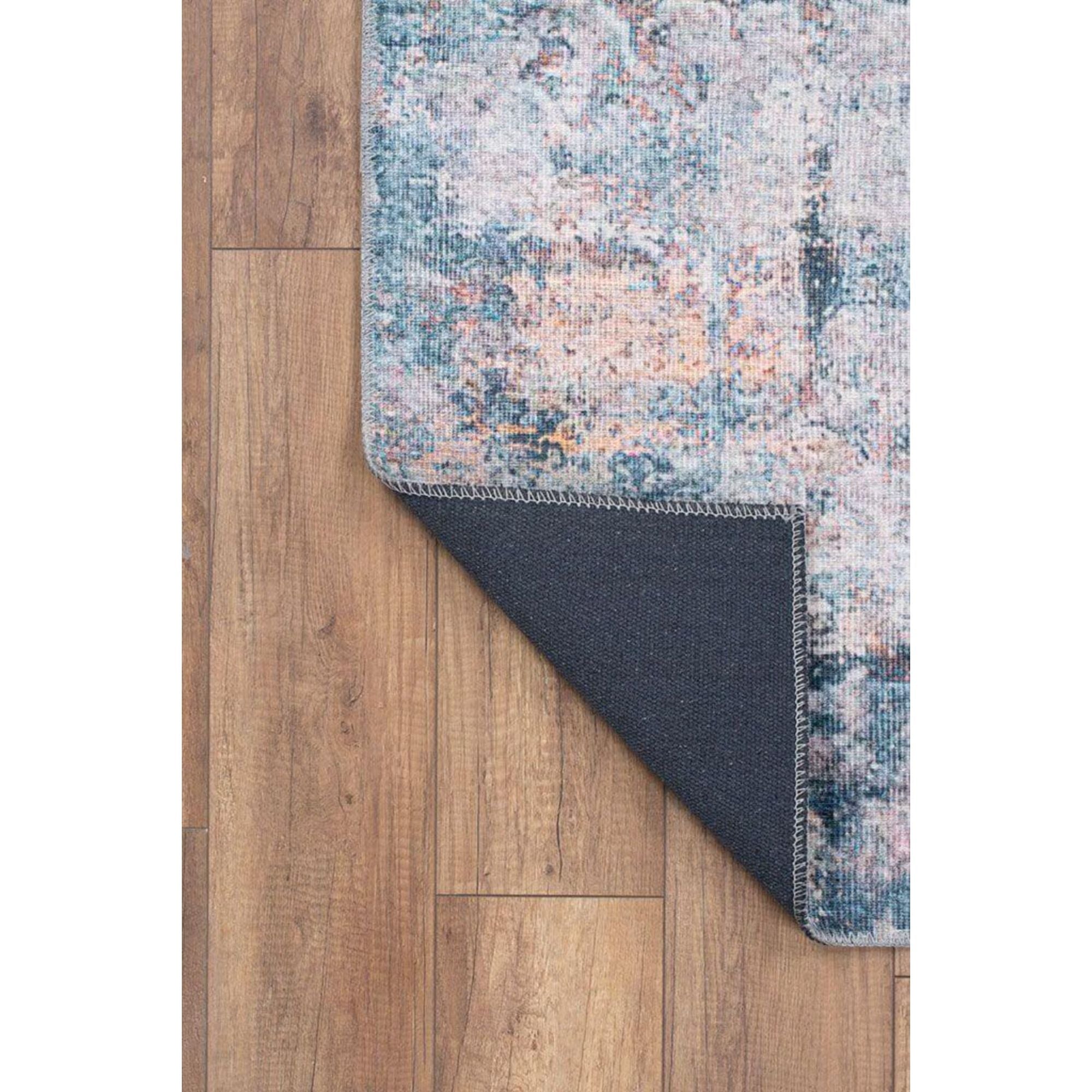 Vintage Cotton Area Rug – Washable Non Slip Green Microfiber Carpet for Living Room