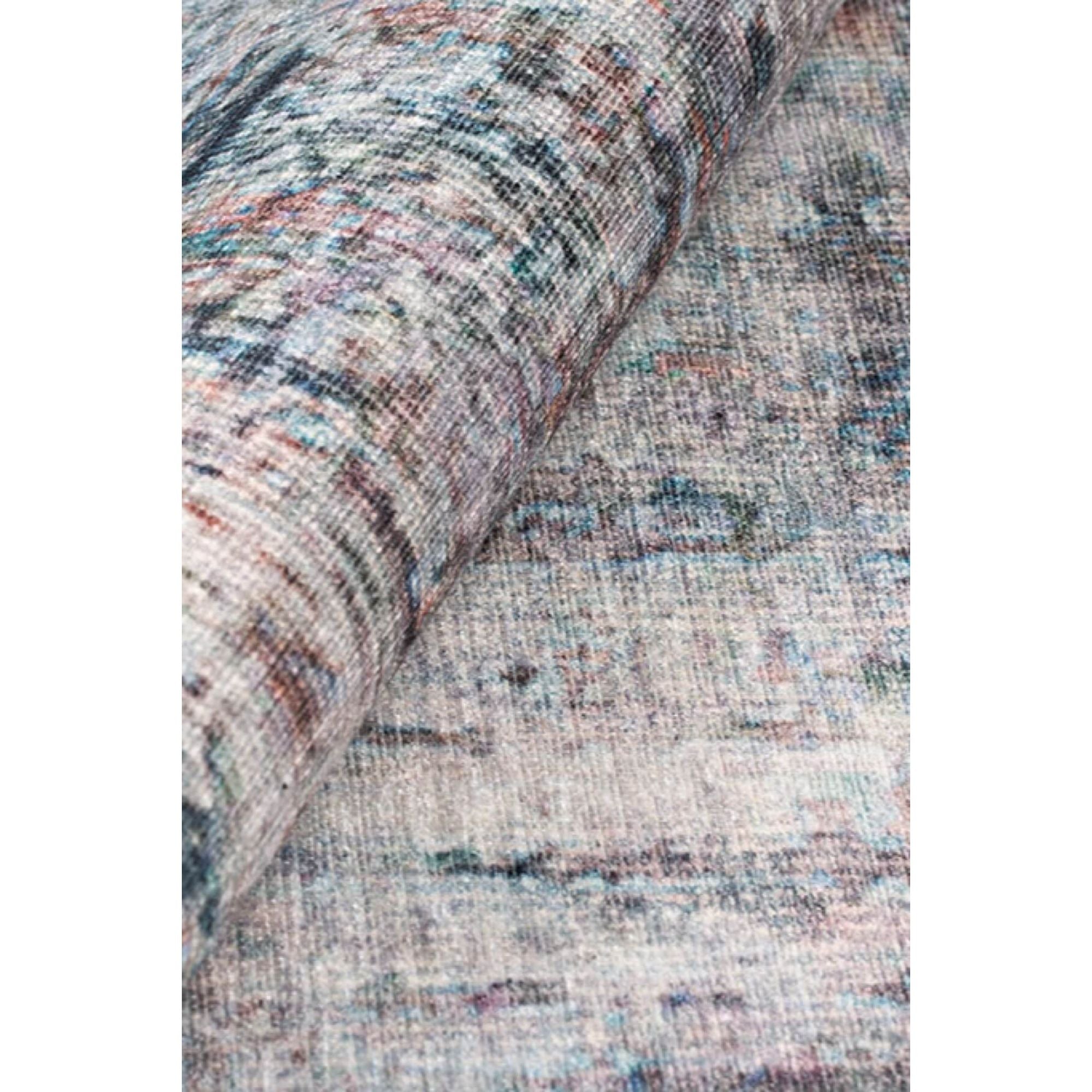 Vintage Cotton Area Rug – Washable Non Slip Green Microfiber Carpet for Living Room