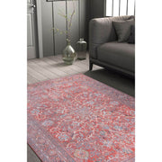 Ethnic Cotton Area Rug – Washable Non Slip Red Patterned Decorative Floor Covering