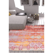 Vintage Cotton Area Rug - Washable Non Slip Red Microfiber Carpet for Living Room