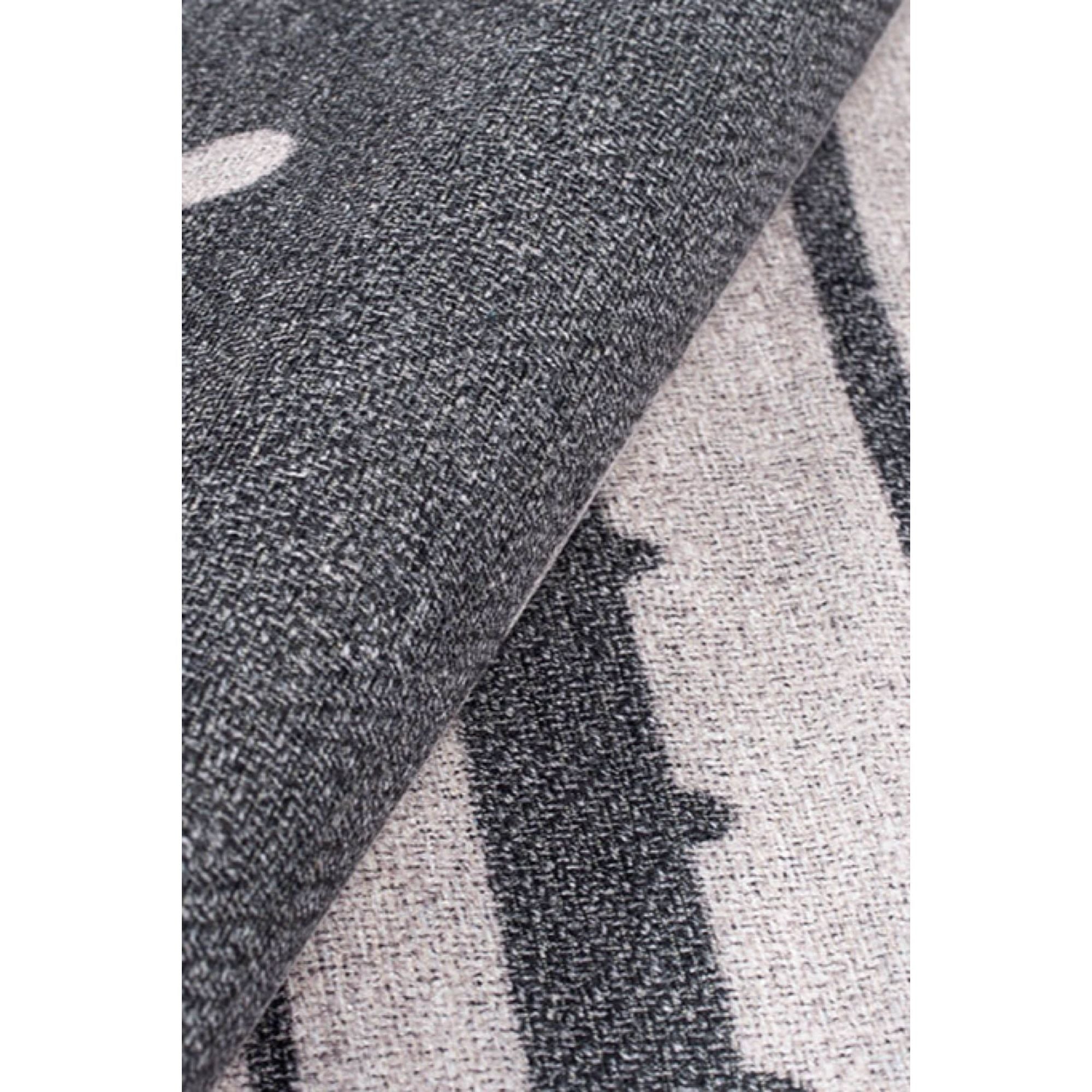 Grey Striped Area Rug – Washable Non Slip Cotton Area Rug with Soft Microfiber