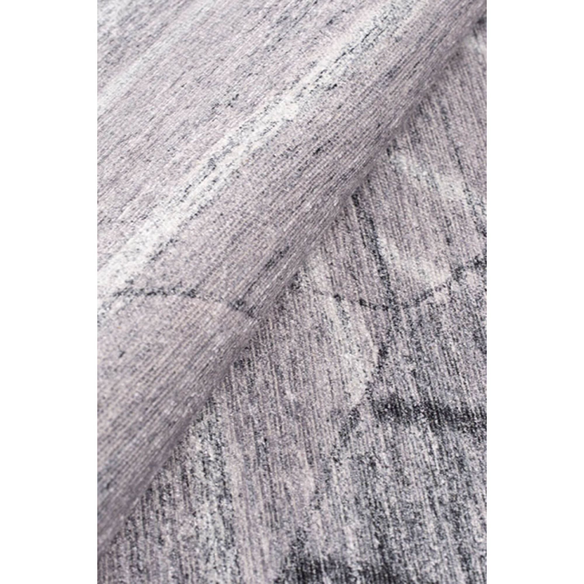 Digital Print Area Rug - Grey Cotton Geometric Washable Non Slip Carpet