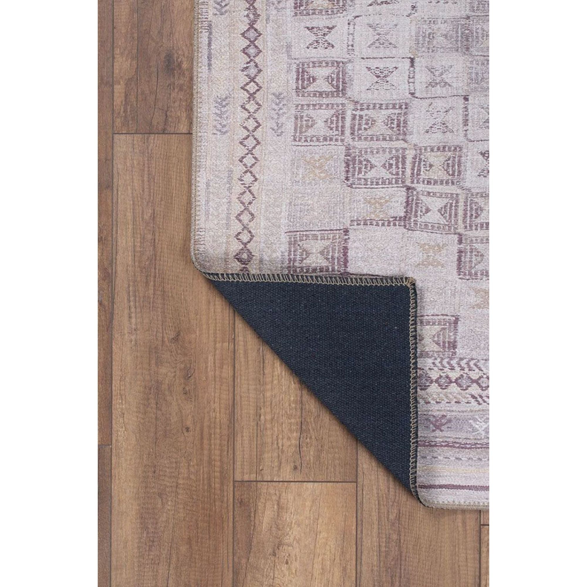 Digital Print Area Rug - Beige Geometric Cotton Washable Non Slip Carpet