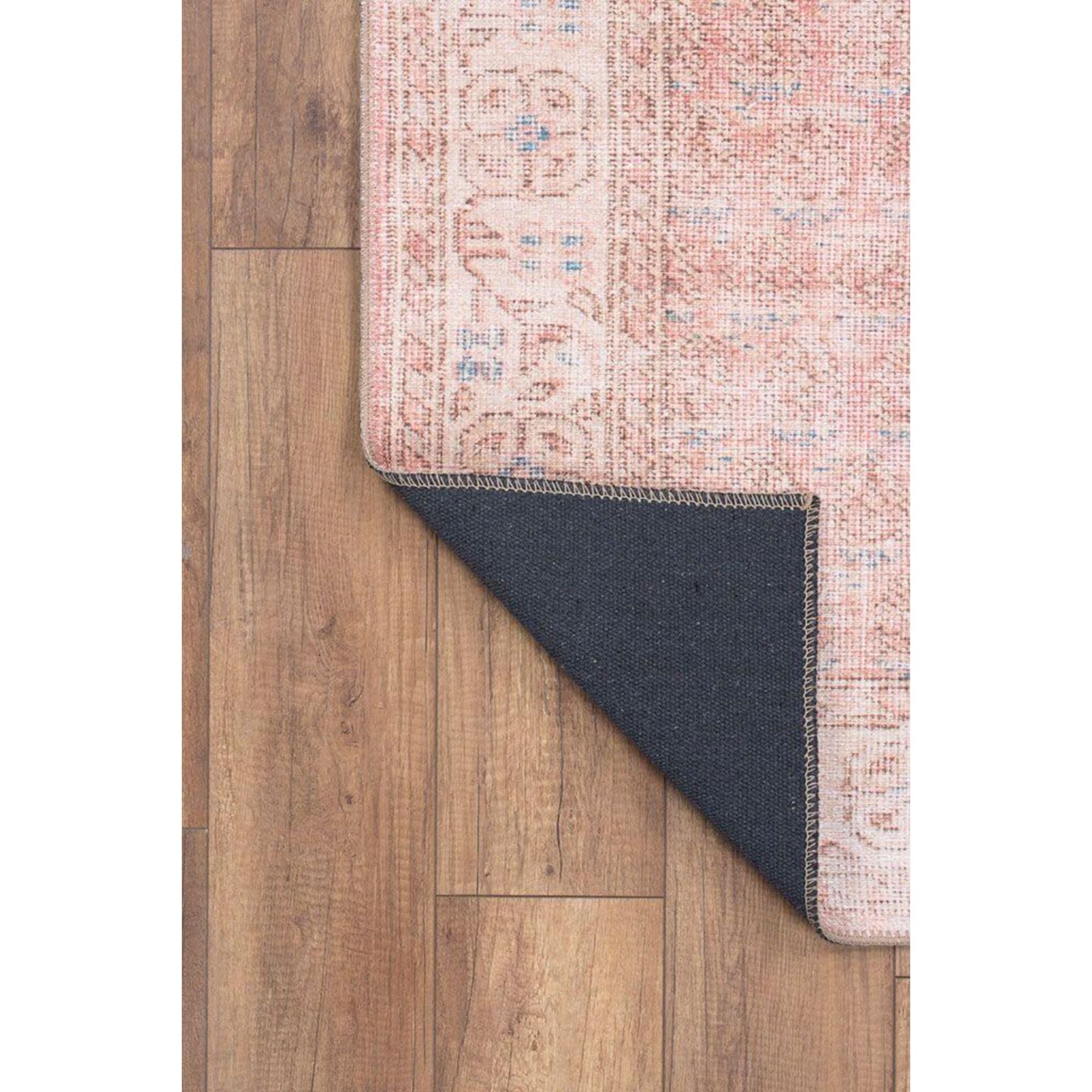 Pink Vintage Area Rug – Washable Non Slip Cotton Soft Microfiber Carpet