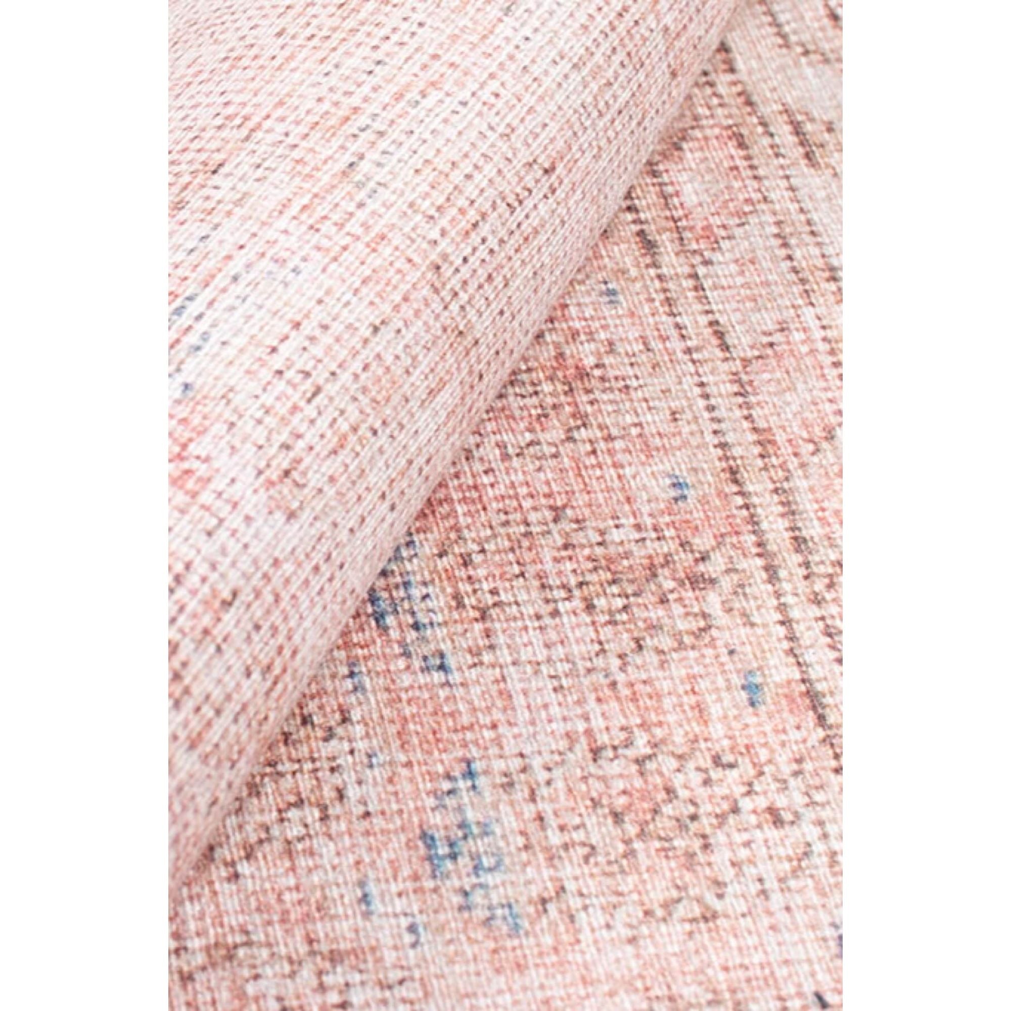 Pink Vintage Area Rug – Washable Non Slip Cotton Soft Microfiber Carpet