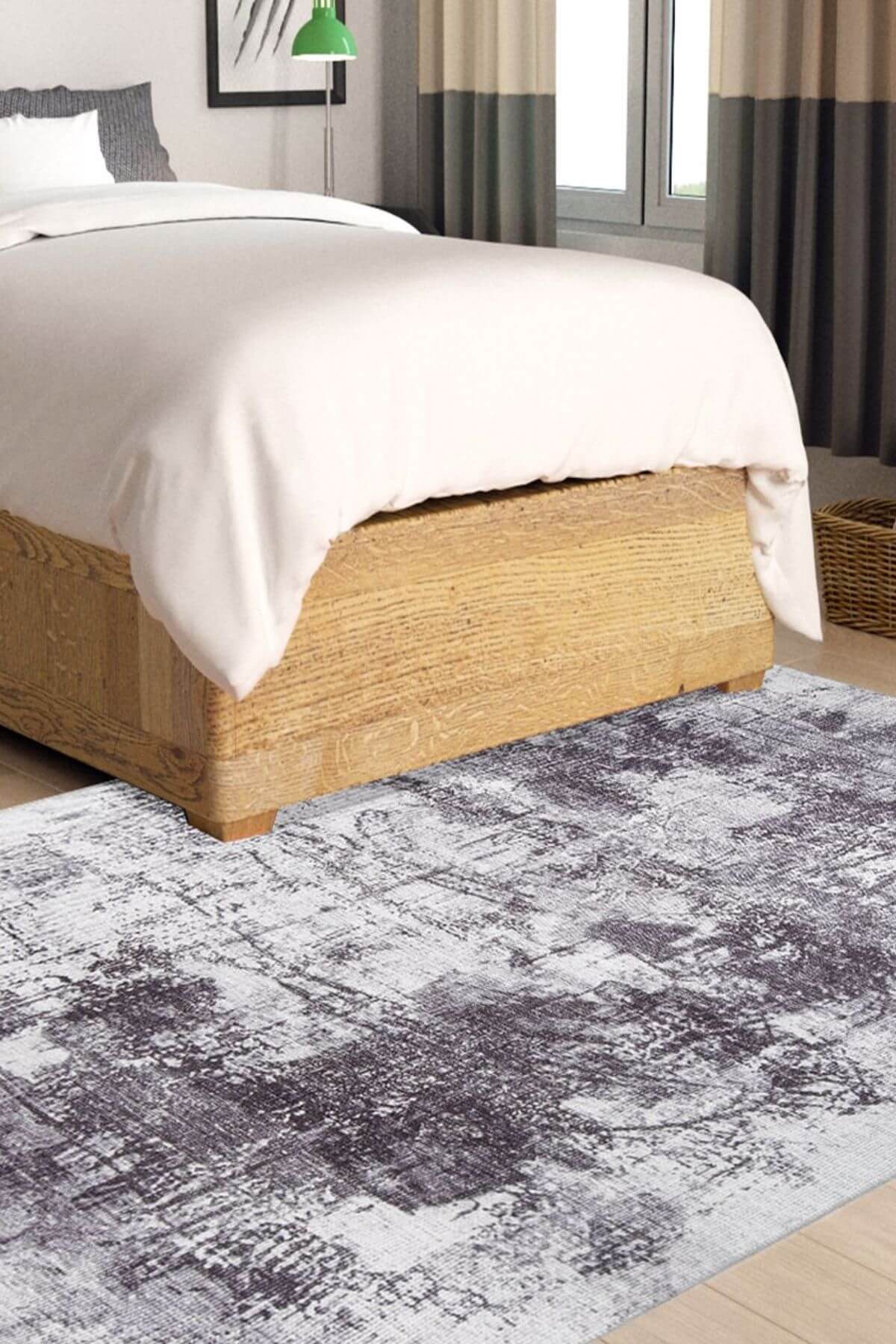 Modern Cotton Area Rug – Grey Soft Microfiber Washable Non Slip Carpet