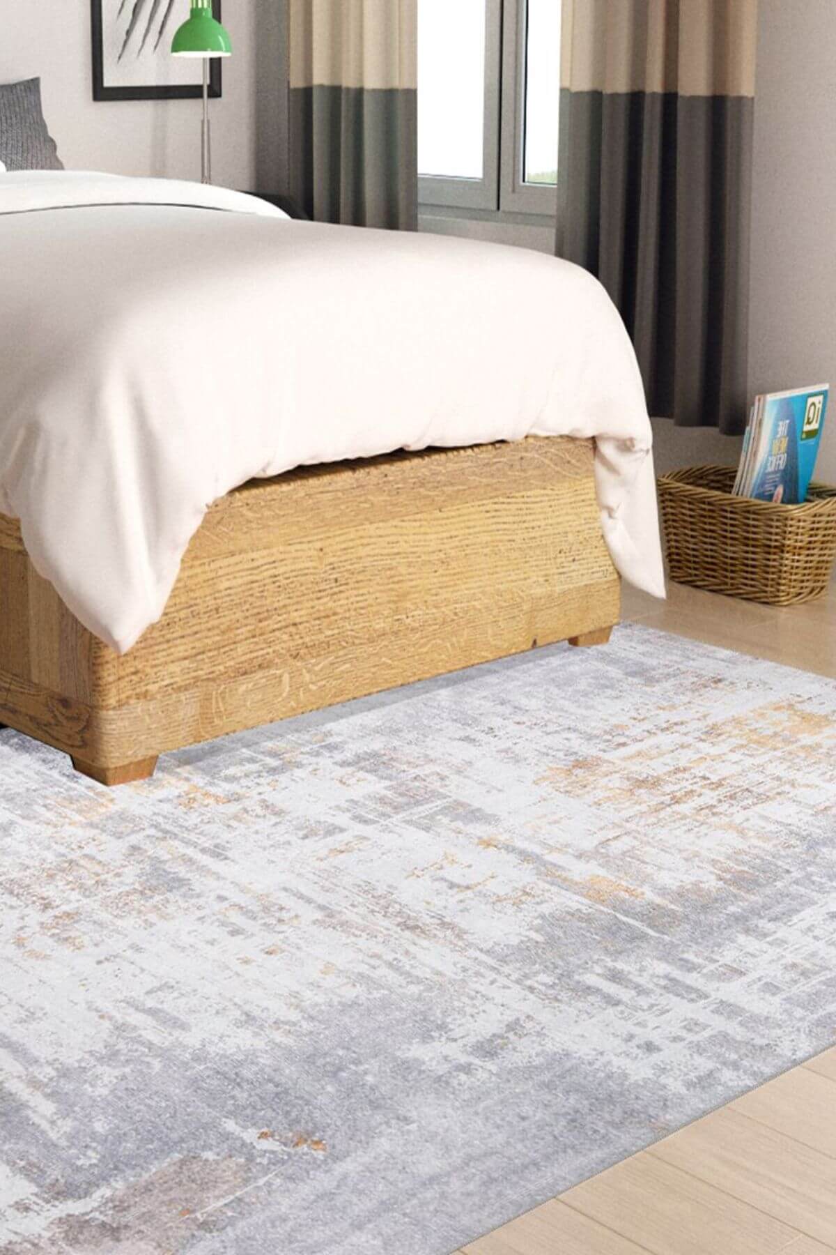 Modern Cotton Area Rug – Washable Non Slip Grey Soft Microfiber Carpet