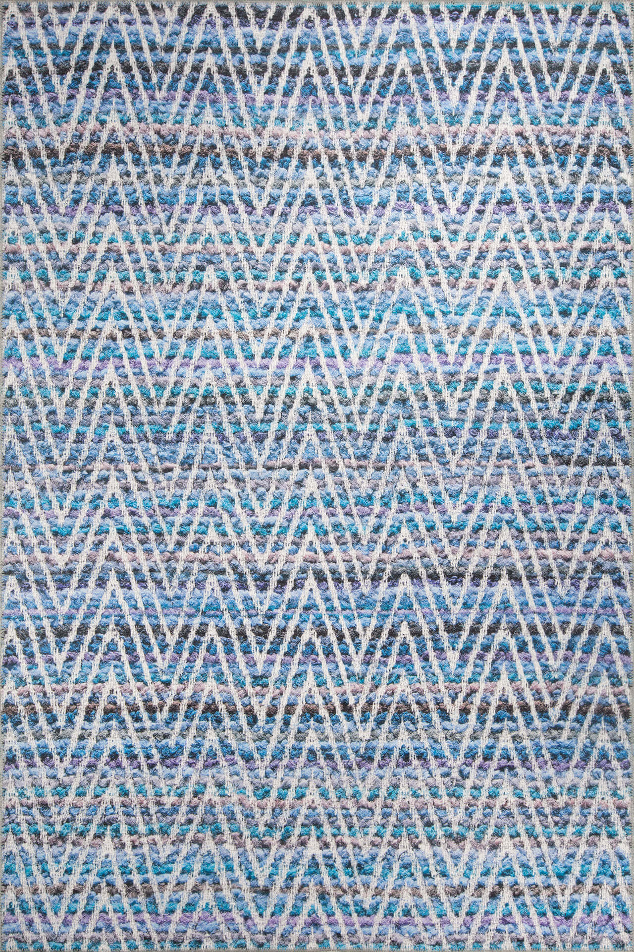 Blue Geometric Area Rug – Washable Non Slip Cotton Rug with High Resolution Print