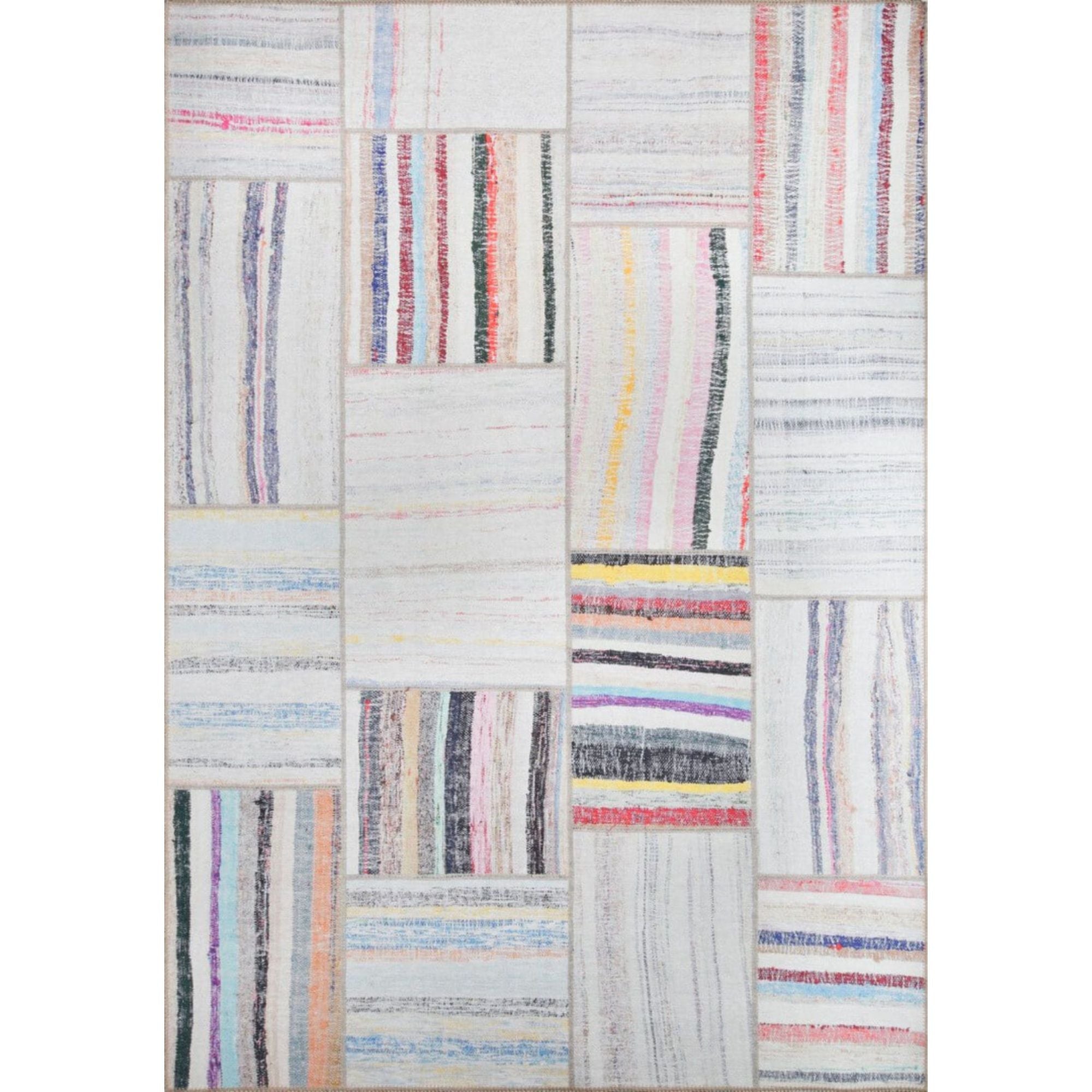 Digital Print Area Rug – Washable Non Slip Soft Microfiber Patchwork Carpet