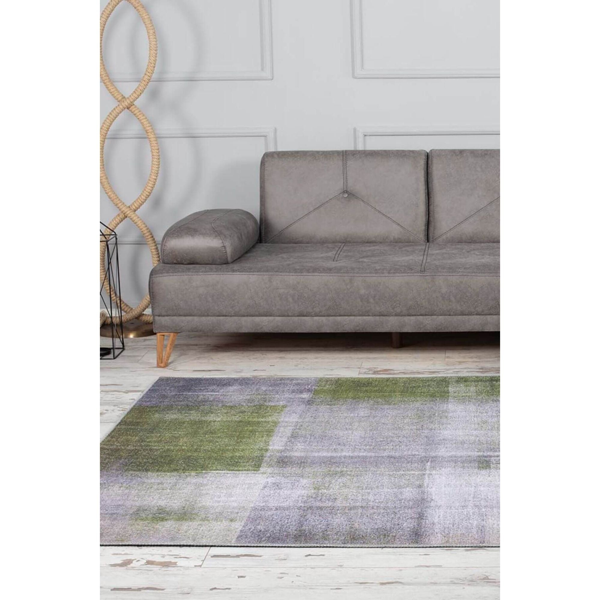 Modern Cotton Area Rug - Grey Soft Microfiber Washable Non Slip Carpet