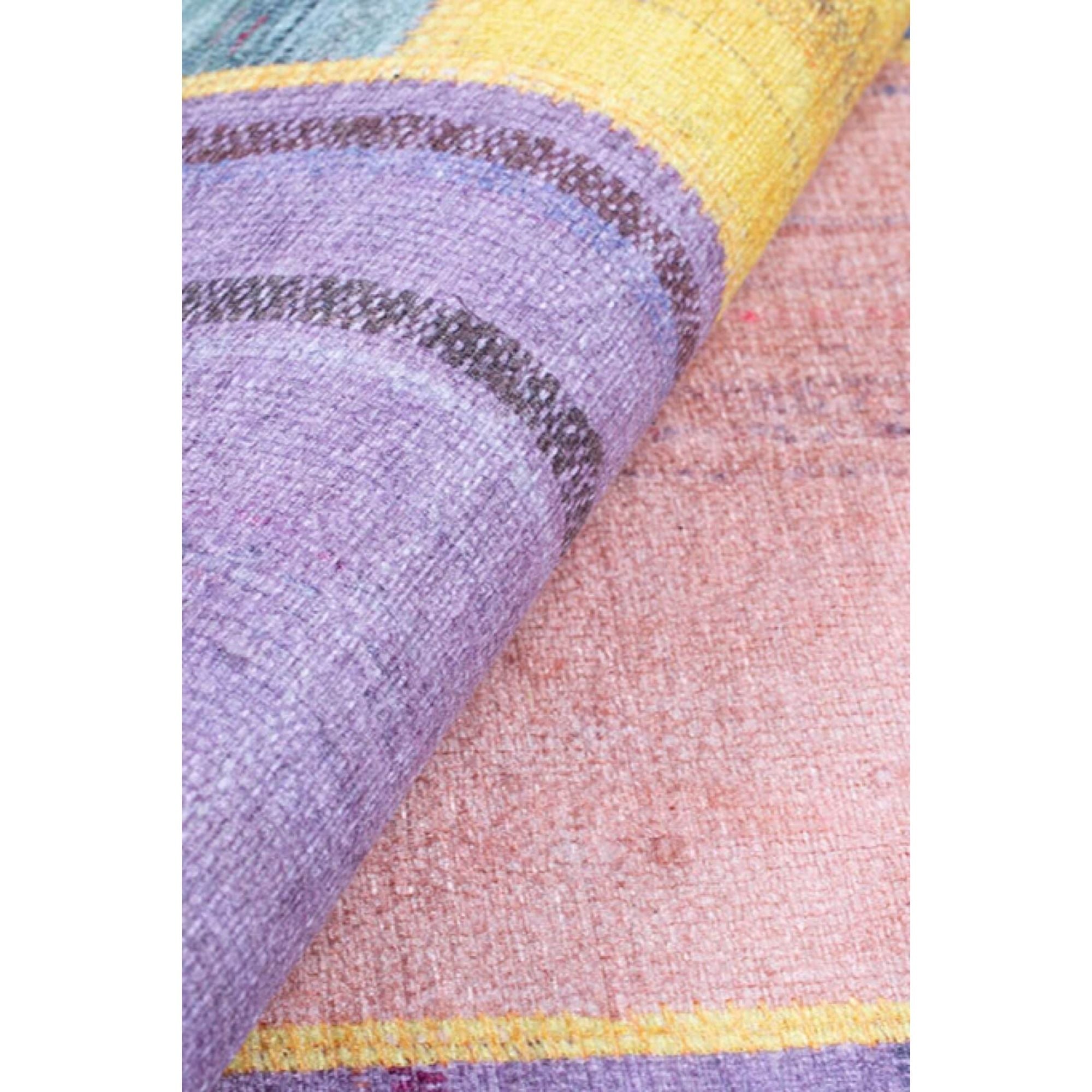 Patchwork Area Rug – Washable Non Slip Cotton Microfiber Floor Rug with Colorful Design