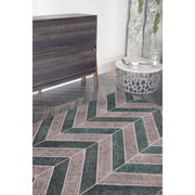 Green Geometric Area Rug – Washable Non Slip Cotton Area Rug with Soft Microfiber