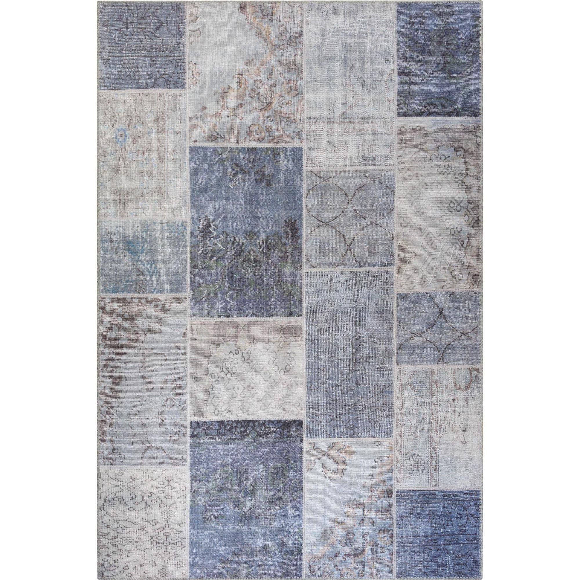 Patchwork Cotton Area Rug - Washable Non Slip Microfiber Decorative Floor Covering