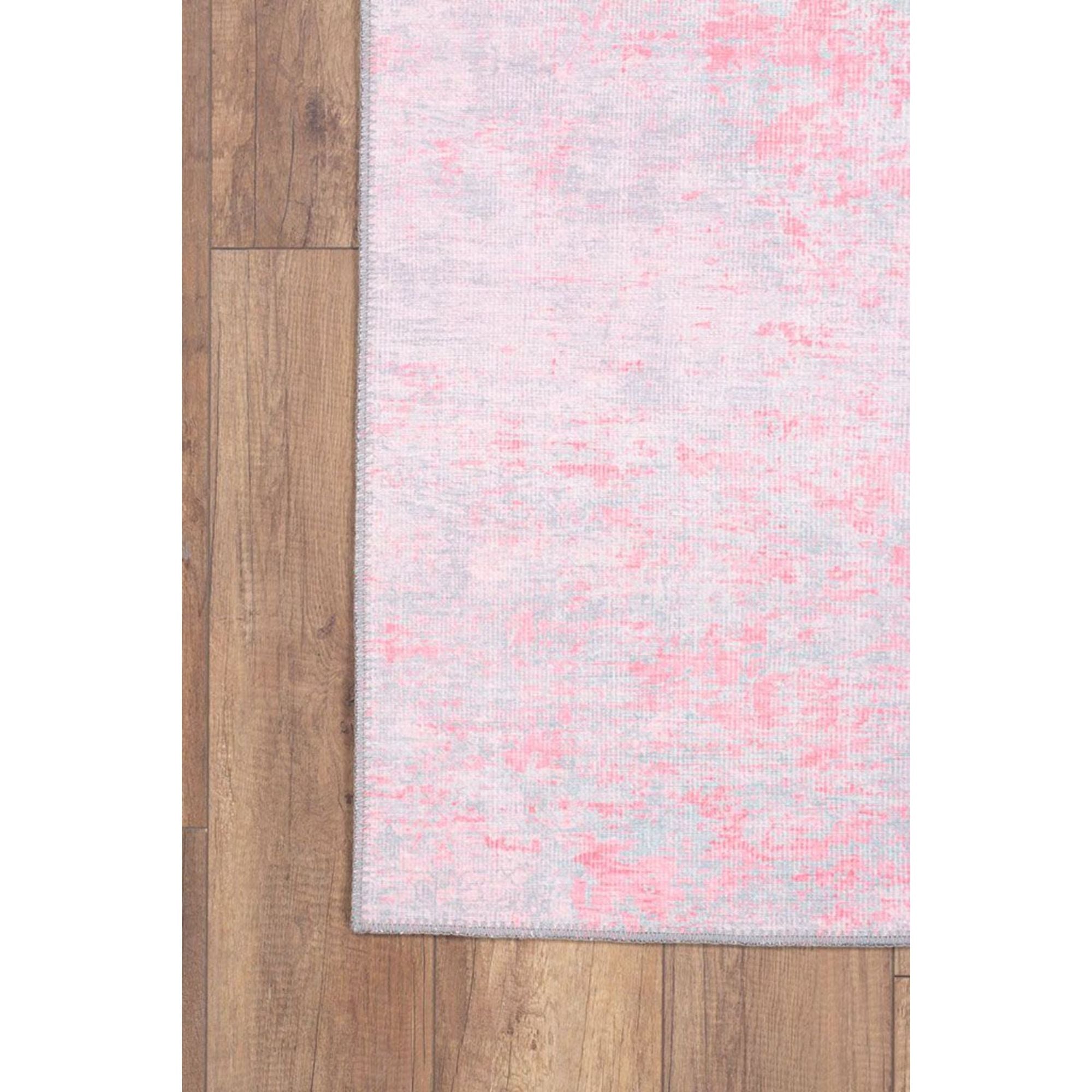 Pink Modern Area Rug – Washable Non Slip Cotton Soft Microfiber Carpet