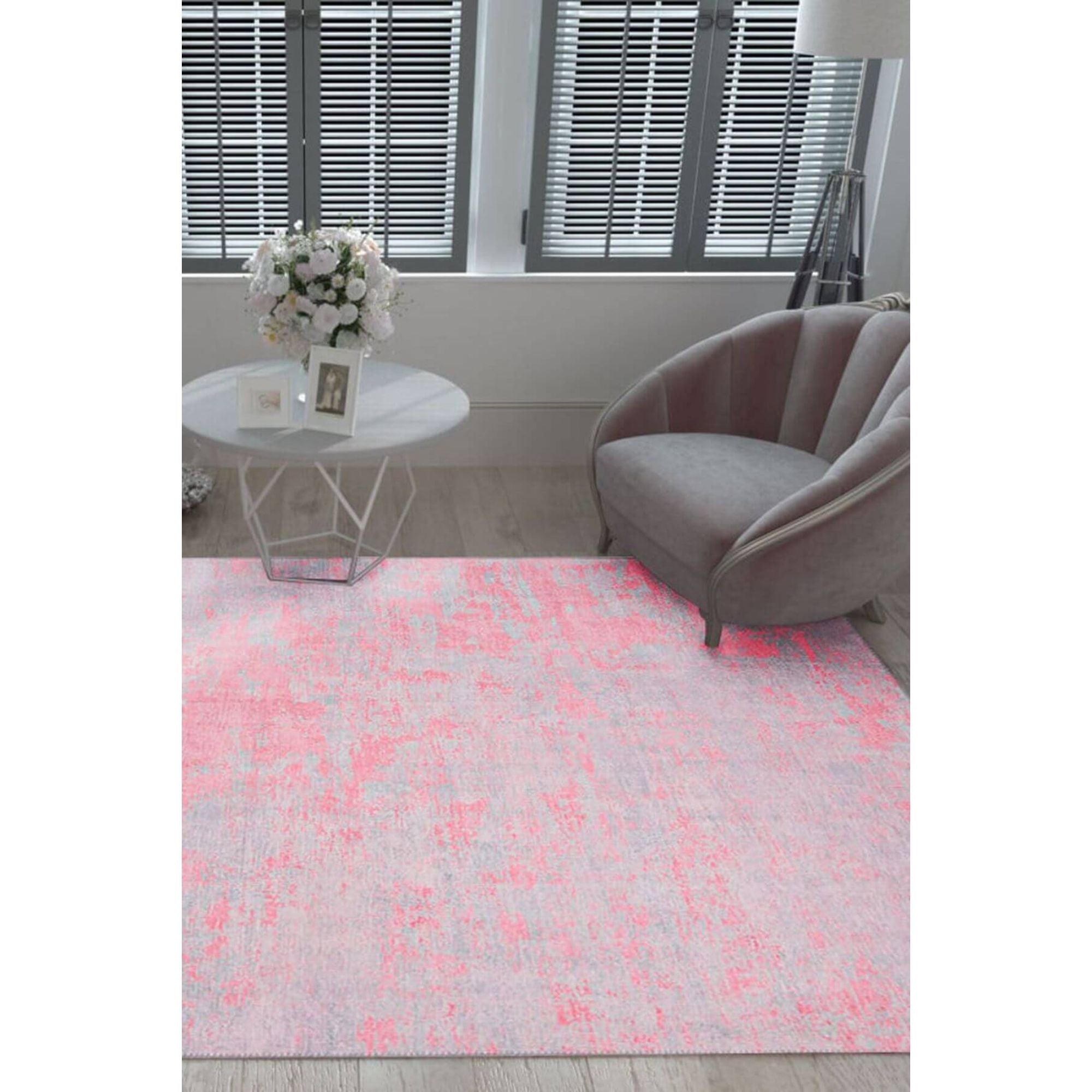 Pink Modern Area Rug – Washable Non Slip Cotton Soft Microfiber Carpet