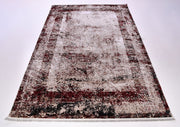 Alaina Burgundy Frame Machine Made Area Rug