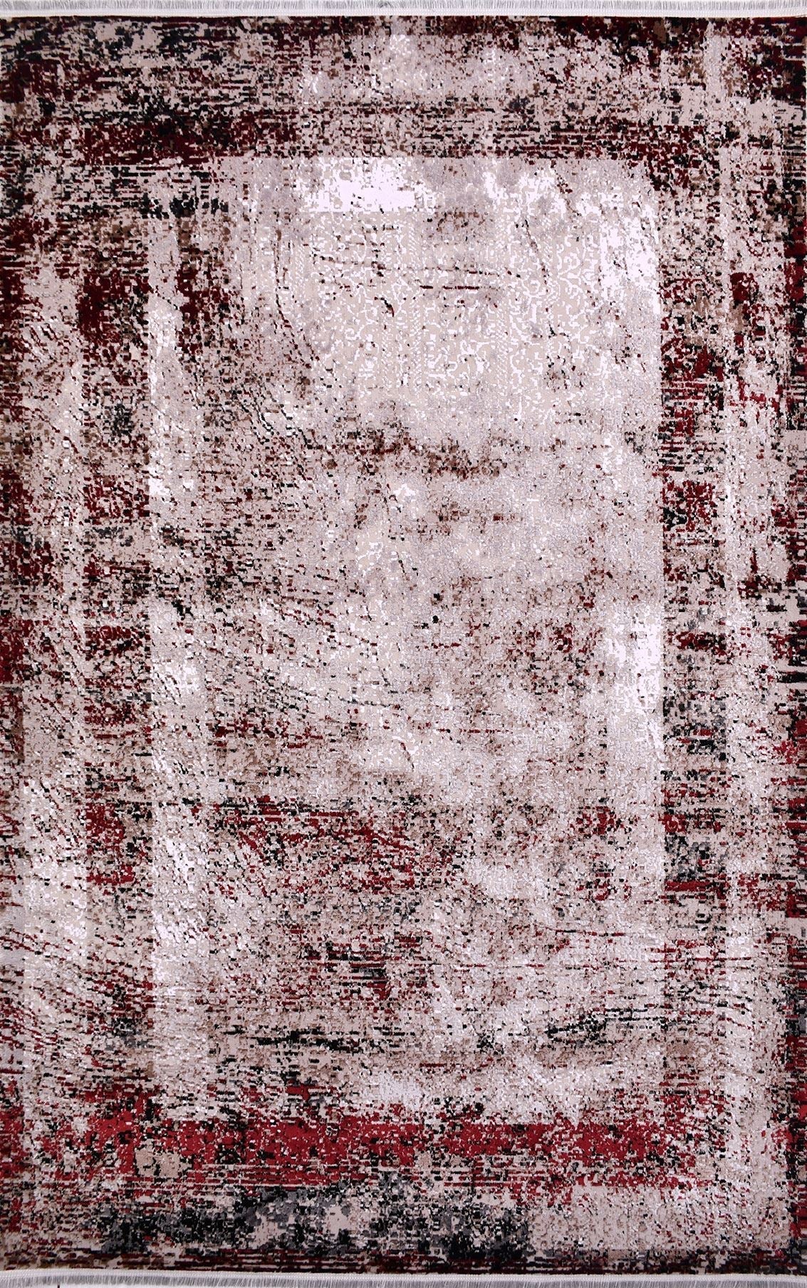 Alaina Burgundy Frame Machine Made Area Rug