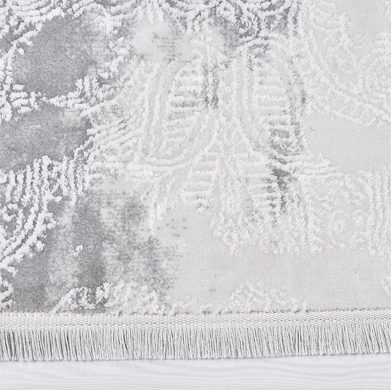 Modern Bamboo Area Rug – Grey Machine Made Rug With Soft Pile Carpet