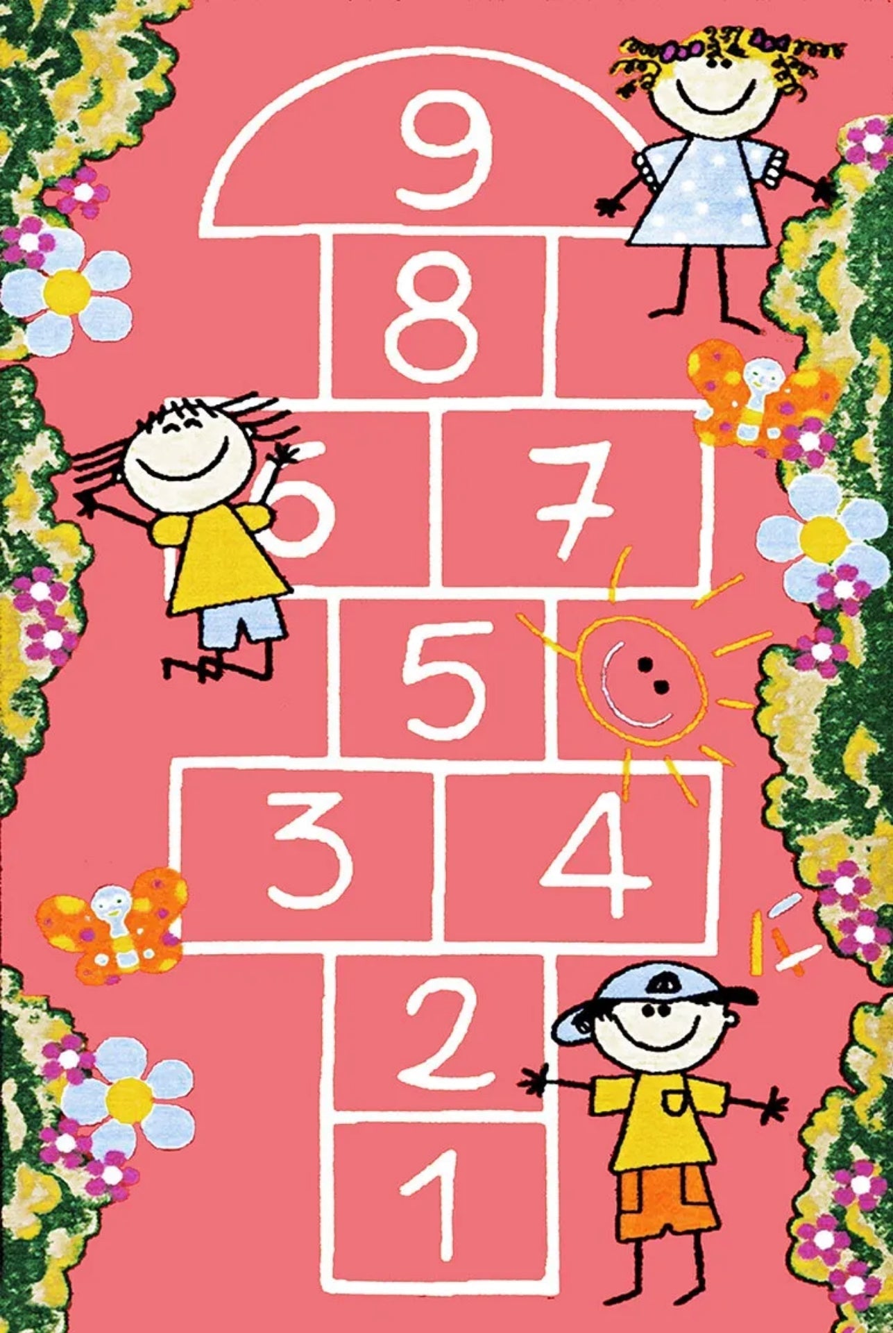 Kids Pink Rug - Digital Print Children's Carpet With Non Slip, Washable Soft Pile