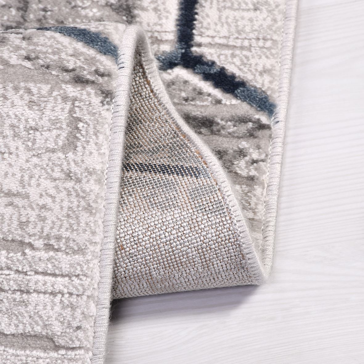Grey Geometric Area Rug - Machine Made Rug With 10 Mm Pile, Acrylic Yarn