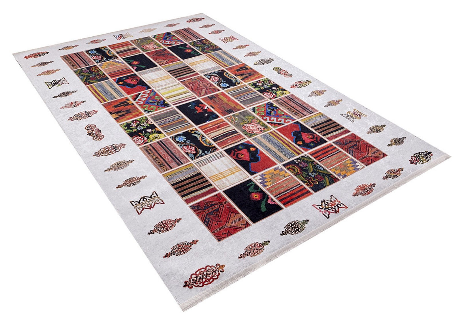 Patchwork Area Rug – Digital Print Carpet | Multicolor Floor Rug With Non Slip Backing