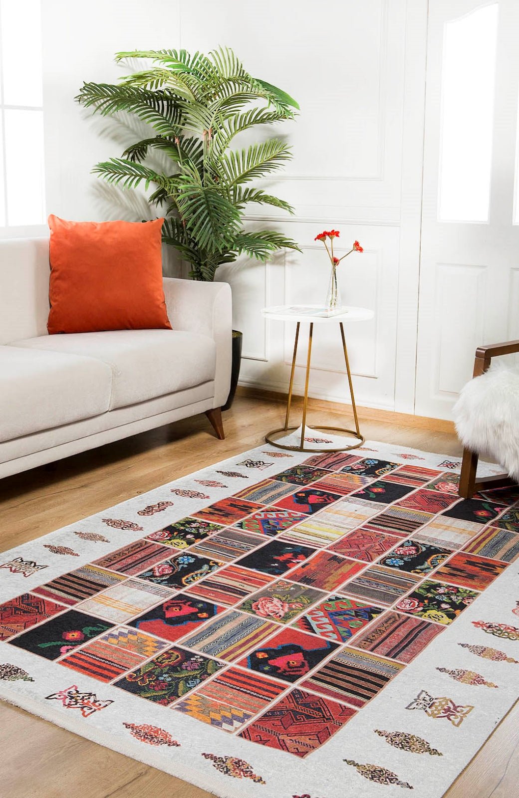 Patchwork Area Rug – Digital Print Carpet | Multicolor Floor Rug With Non Slip Backing