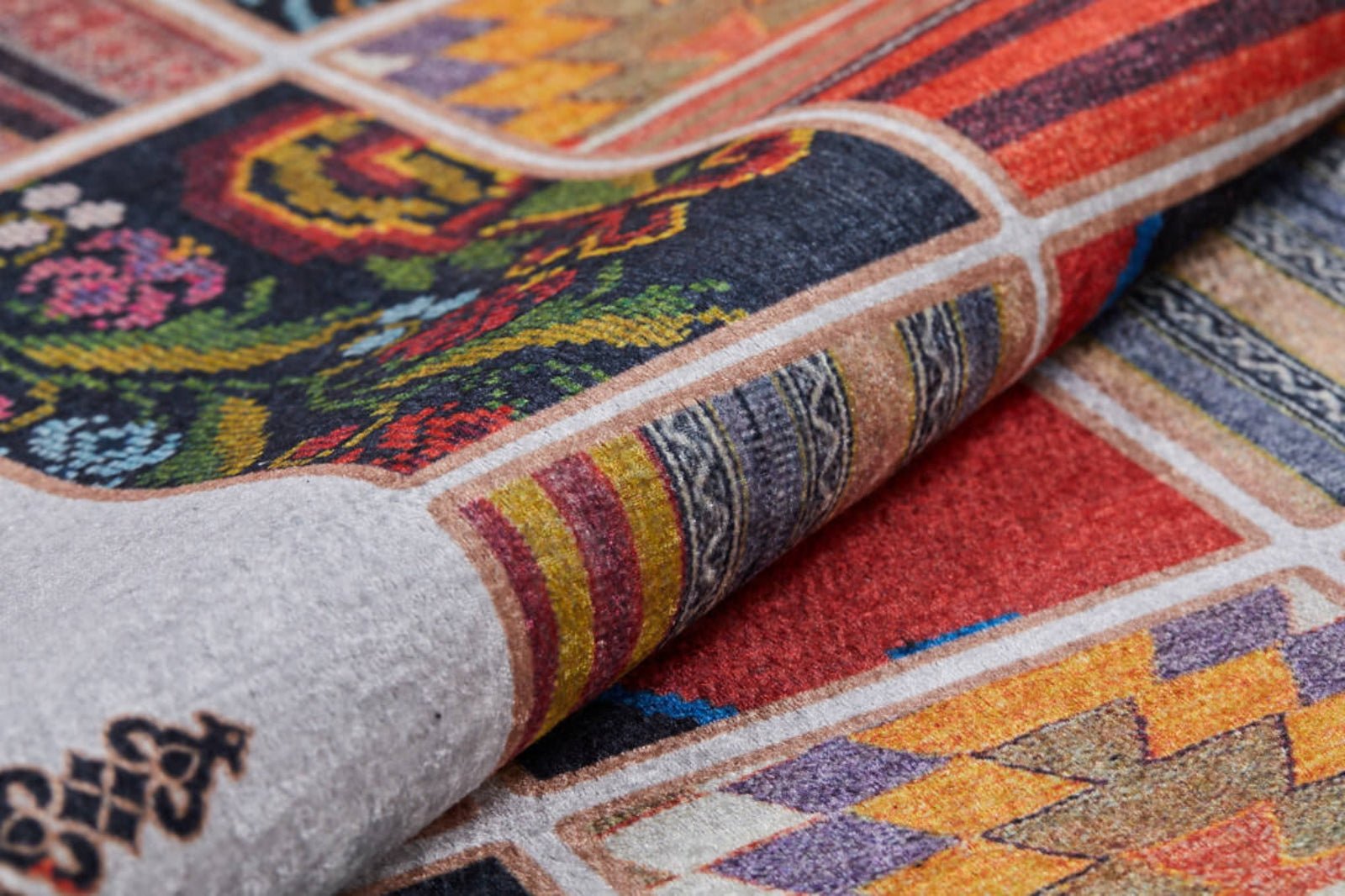 Patchwork Area Rug – Digital Print Carpet | Multicolor Floor Rug With Non Slip Backing