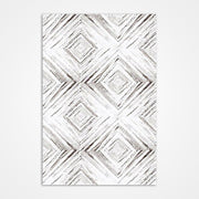 Grey Geometric Area Rug - Machine Made Polyester Rug with Laser Cut Edges