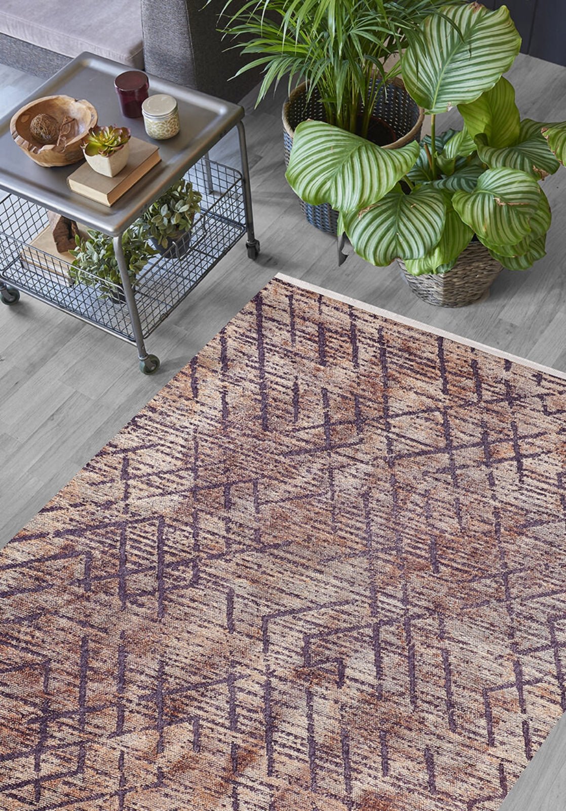 Modern Digital Area Rug – Brown Antibacterial Non-Slip Carpet for Living Room