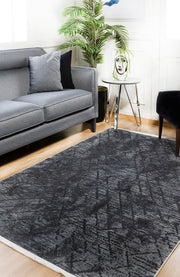 Anthracite Striped Area Rug – Digital Print Rug | Non Slip Carpet for Living Room
