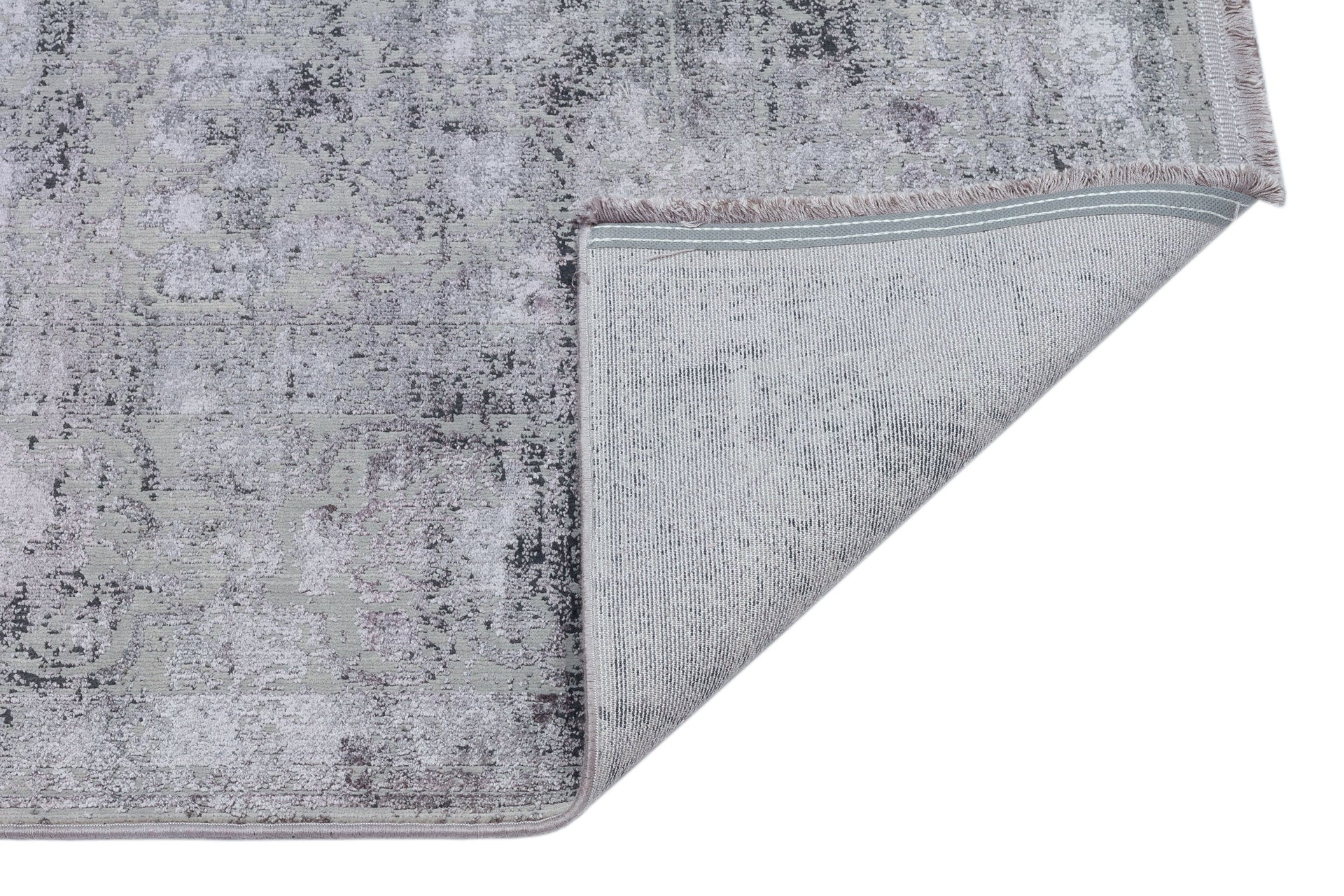Vintage Area Rug – Overdyed Grey Machine Made Rug with Antislip Backing