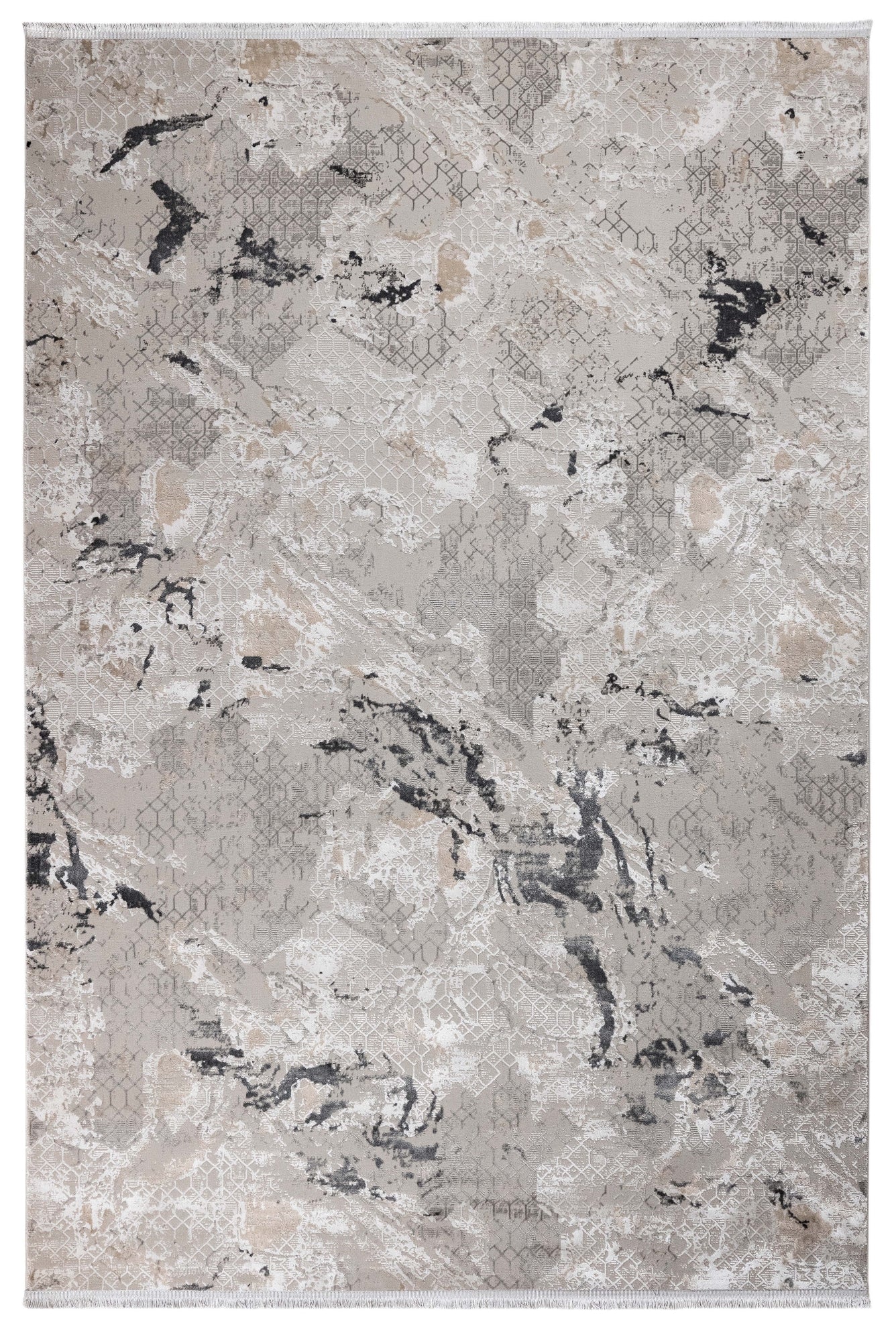 Grey Marble Area Rug – Machine Made Microfiber Rug with Antislip Cotton Base