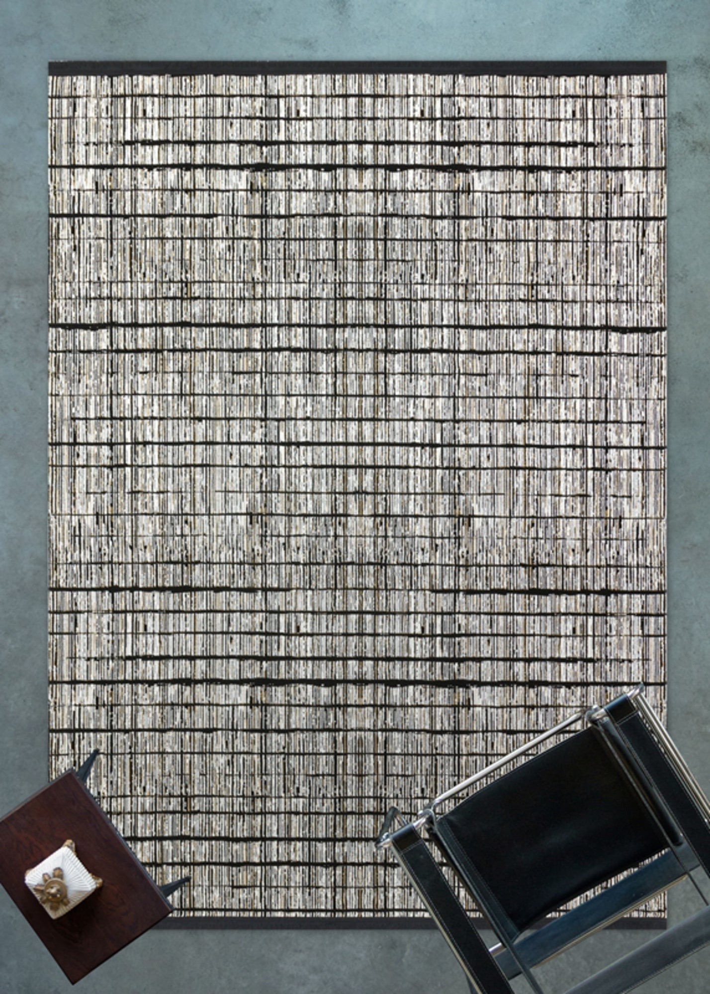 Black Striped Area Rug – Machine Made Rug with Cotton Yarn for Living Room