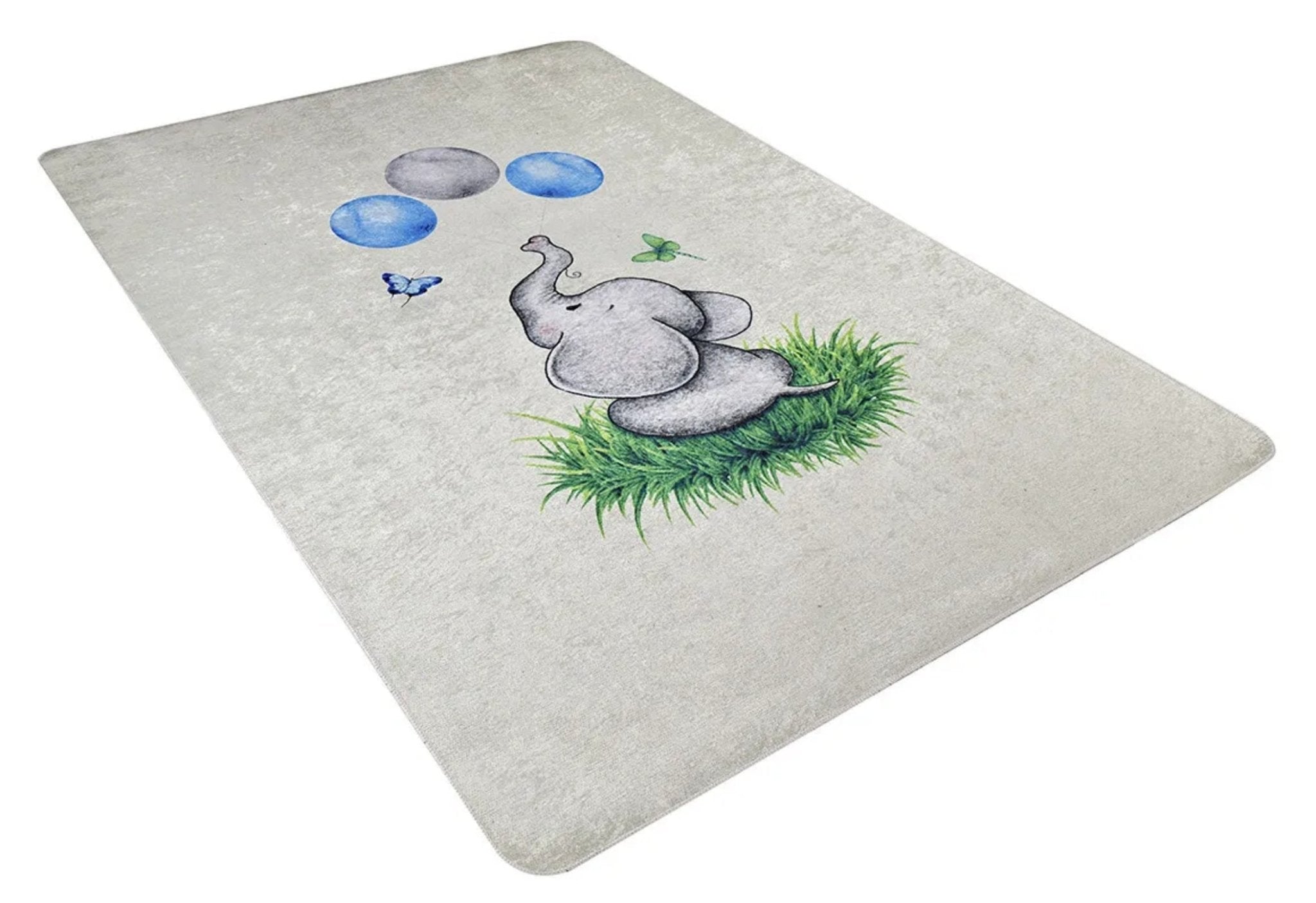 Kids Grey Rug - Alicante Digital Print Figured Design Non Slip Carpet