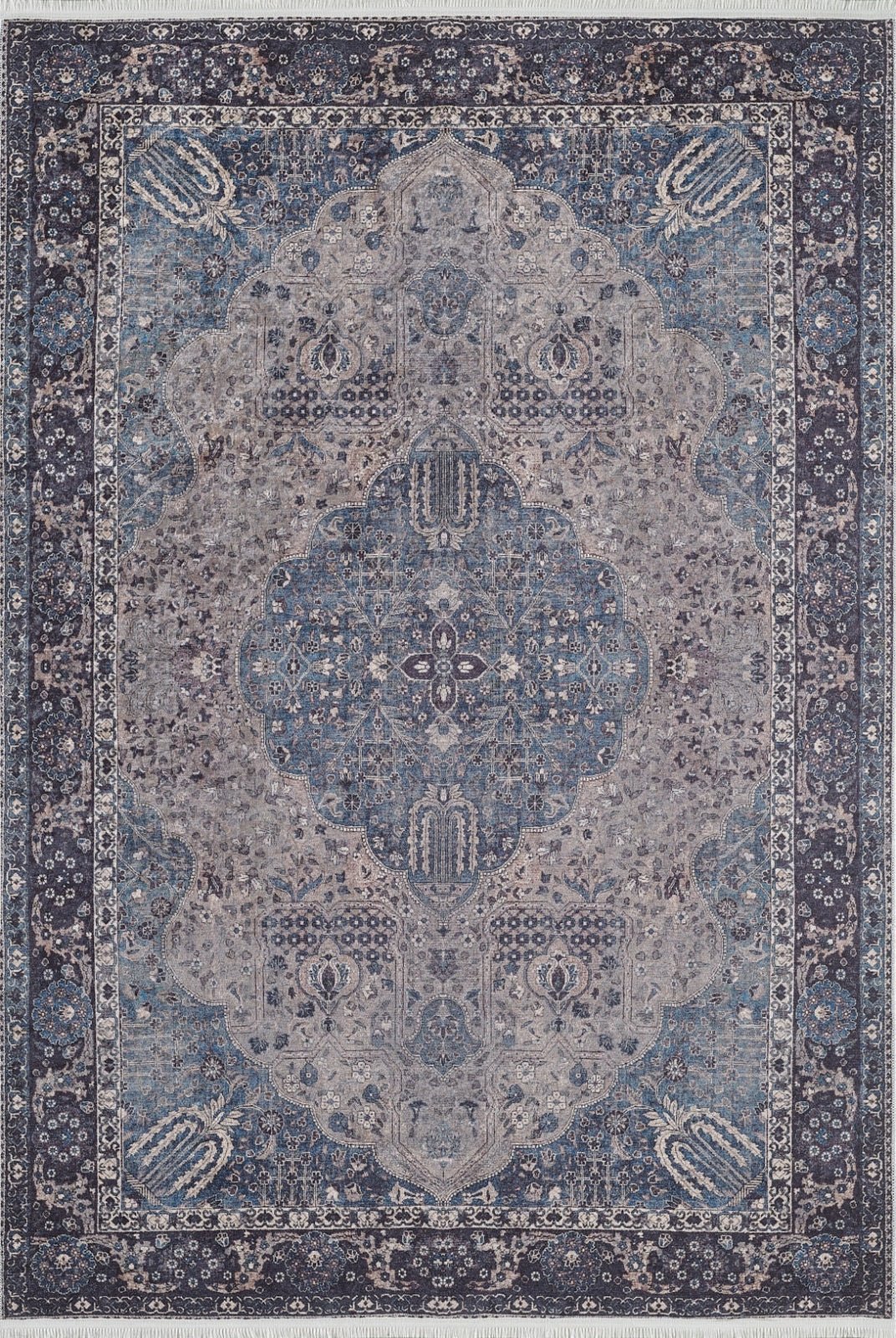 Navy Classic Area Rug – Digital Print Rug | Antibacterial, Non Slip, Washable Carpet