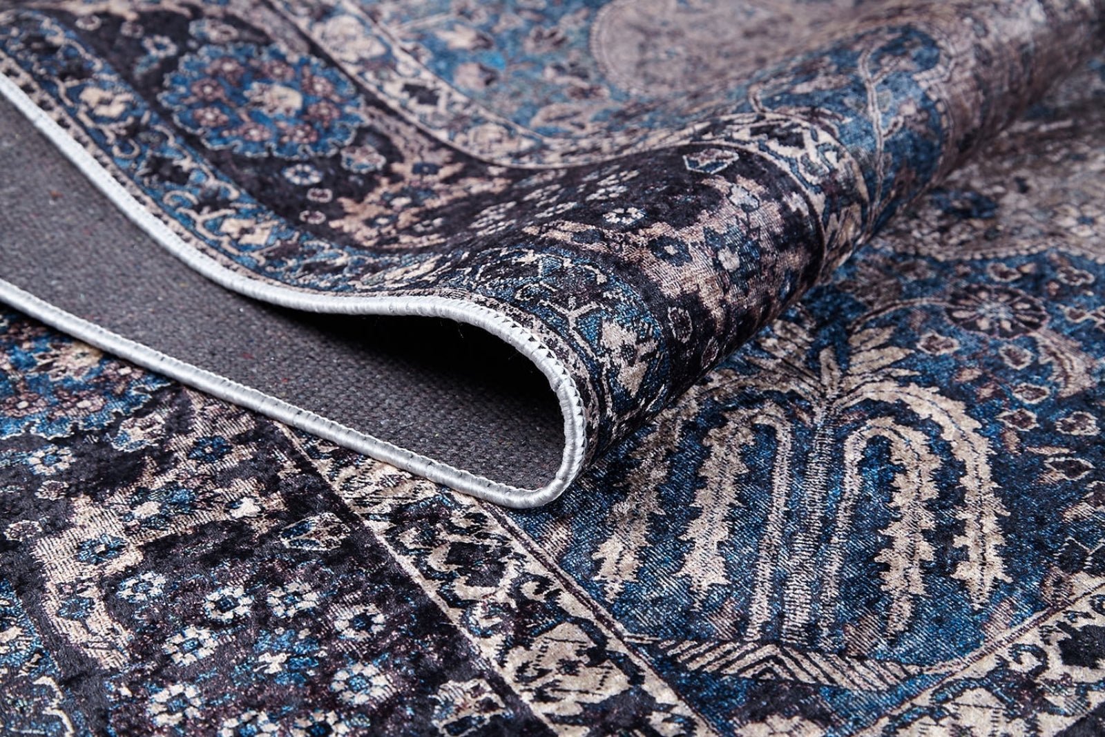 Navy Classic Area Rug – Digital Print Rug | Antibacterial, Non Slip, Washable Carpet