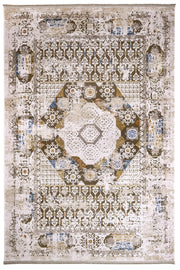 Vintage Viscose Area Rug – Brown Machine Made Rug with Fringed Edges for Living Room