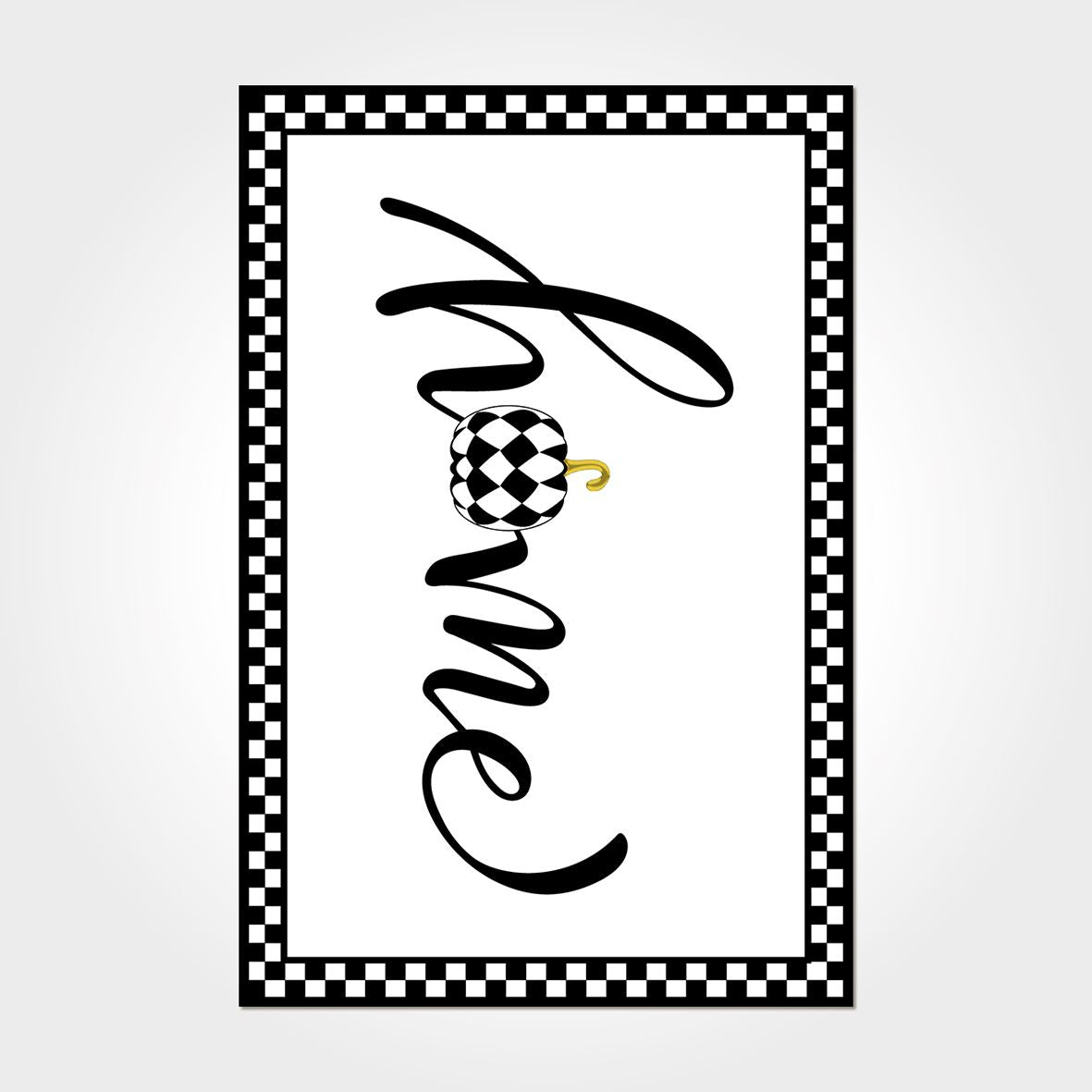 Digital Print Kitchen Rug – Washable Non Slip Chenille Cotton Carpet Black