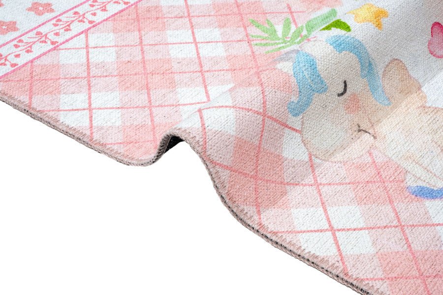 Pink Cotton Area Rug – Digital Print Chenille Carpet With Non Slip Backing