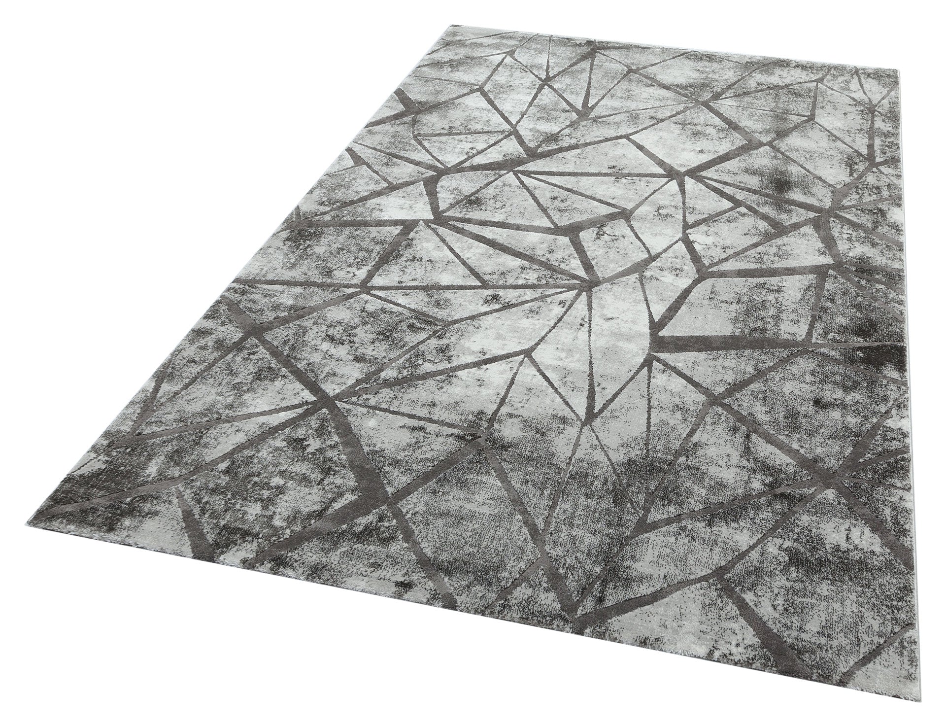 Modern Area Rug – Anthracite Geometric Machine Made Rug with Soft Texture