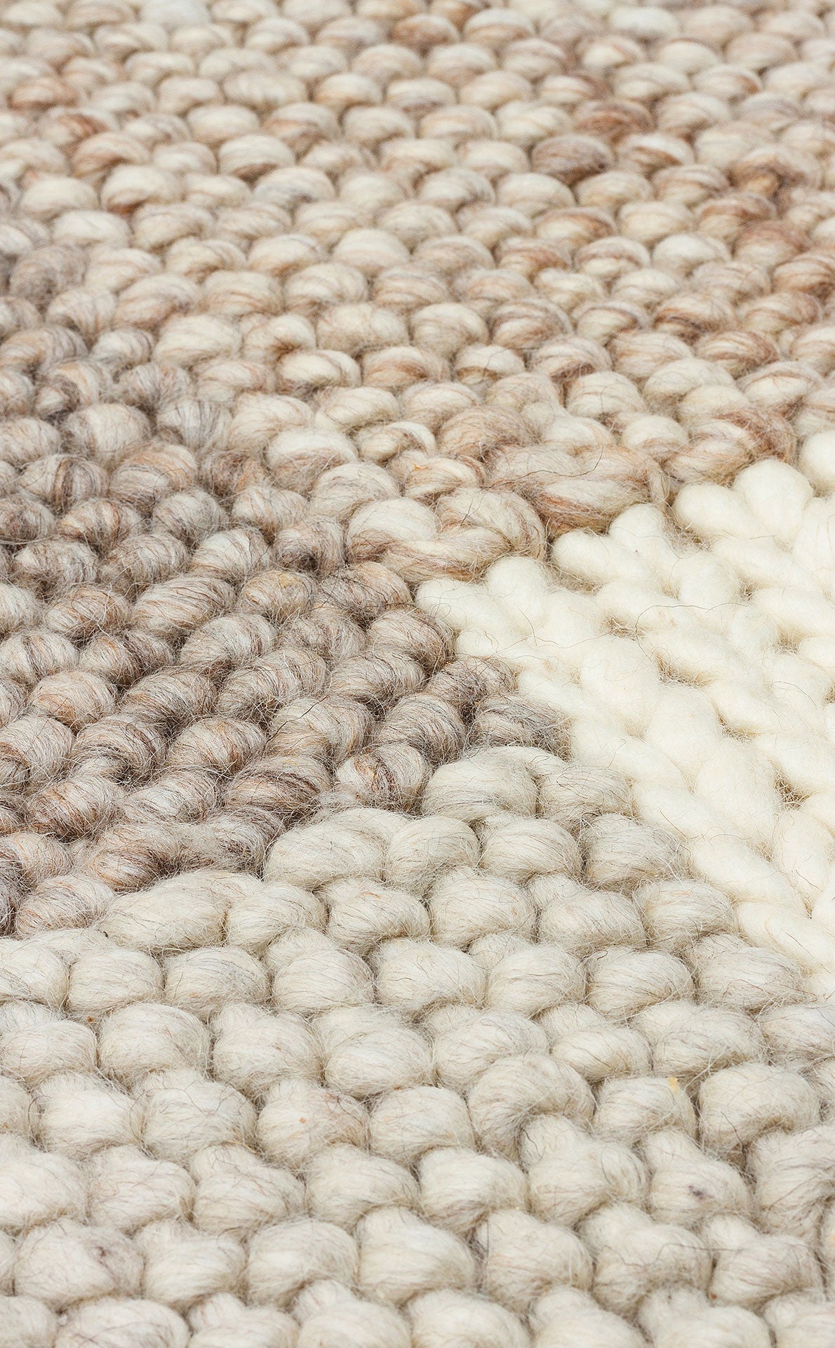 Hand-Knitted Rug – Beige Geometric Area Rug With Soft Texture for Living Room