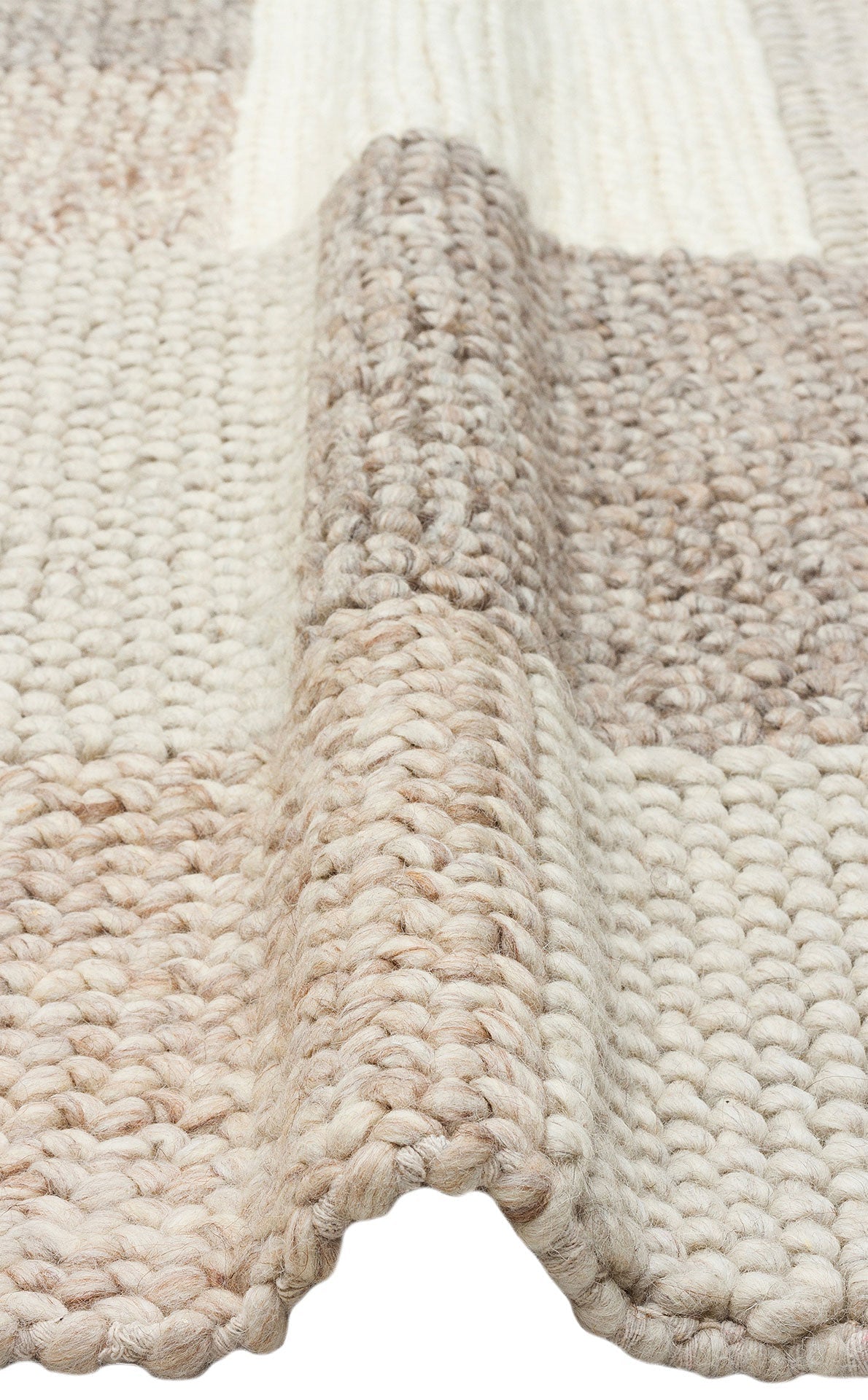 Hand-Knitted Rug – Beige Geometric Area Rug With Soft Texture for Living Room