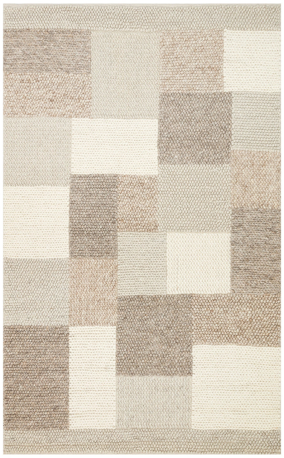 Hand-Knitted Rug – Beige Geometric Area Rug With Soft Texture for Living Room