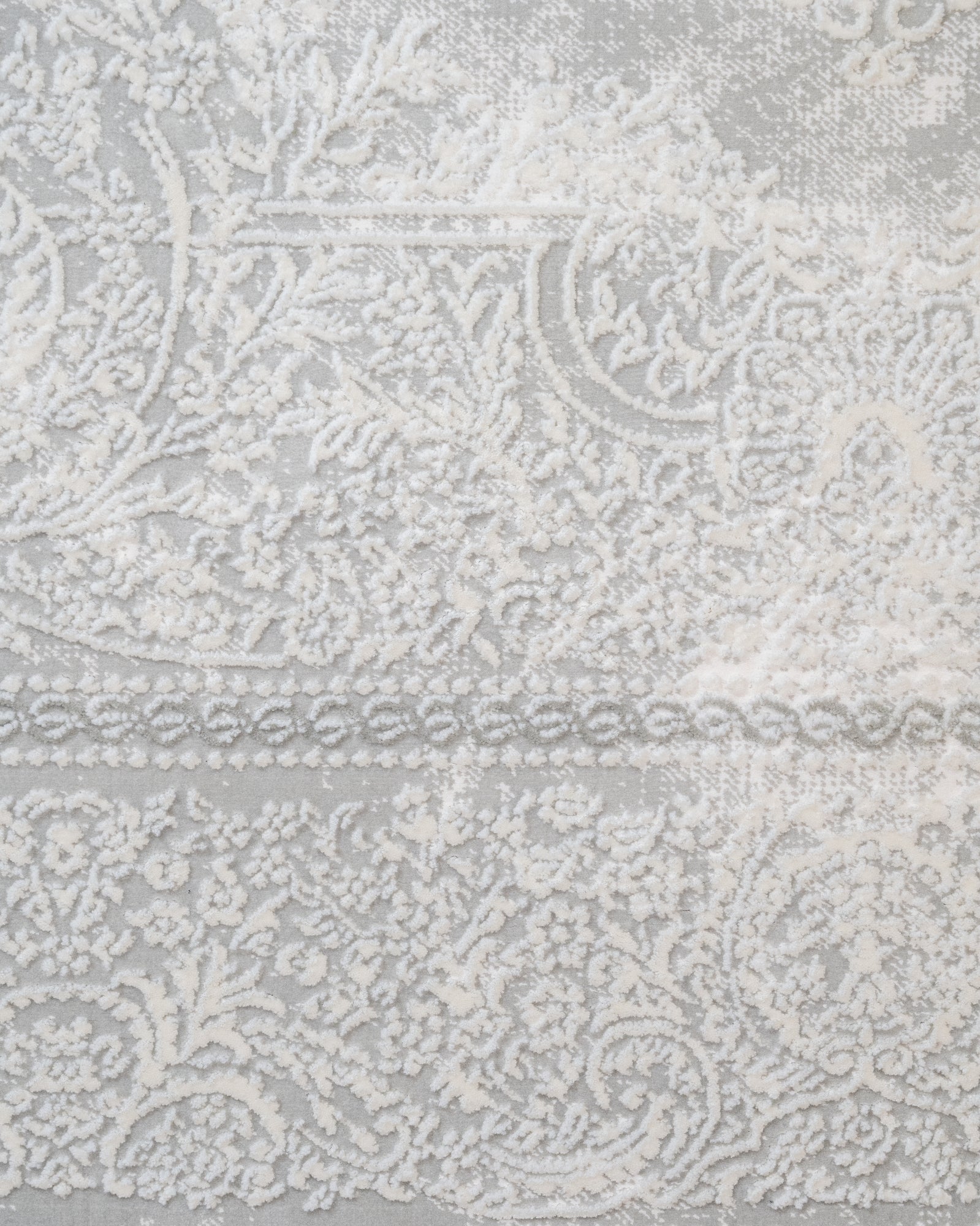 Machine Made Area Rug | Classic Grey Acrylic Rug with Fringed Edges