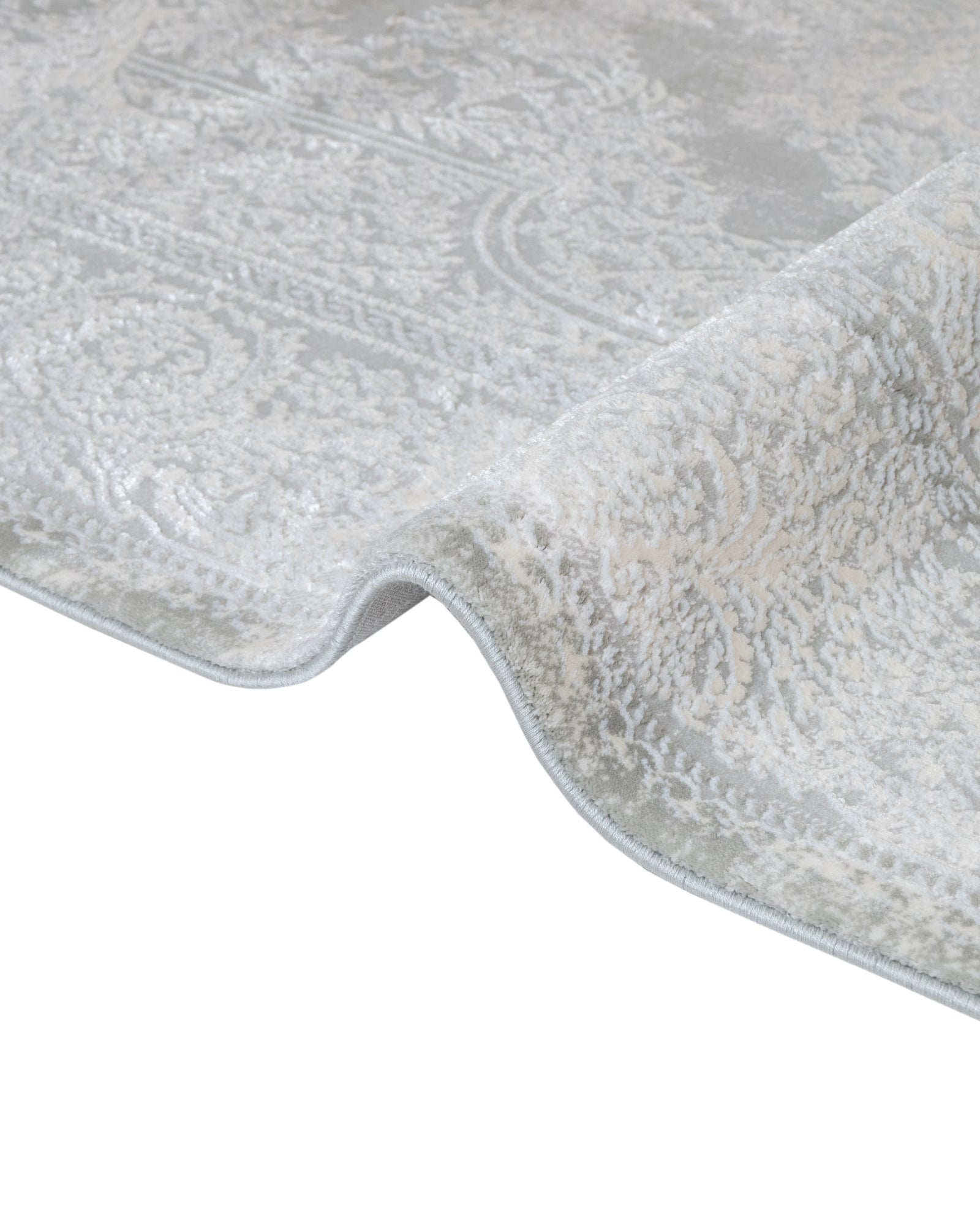 Machine Made Area Rug | Classic Grey Acrylic Rug with Fringed Edges